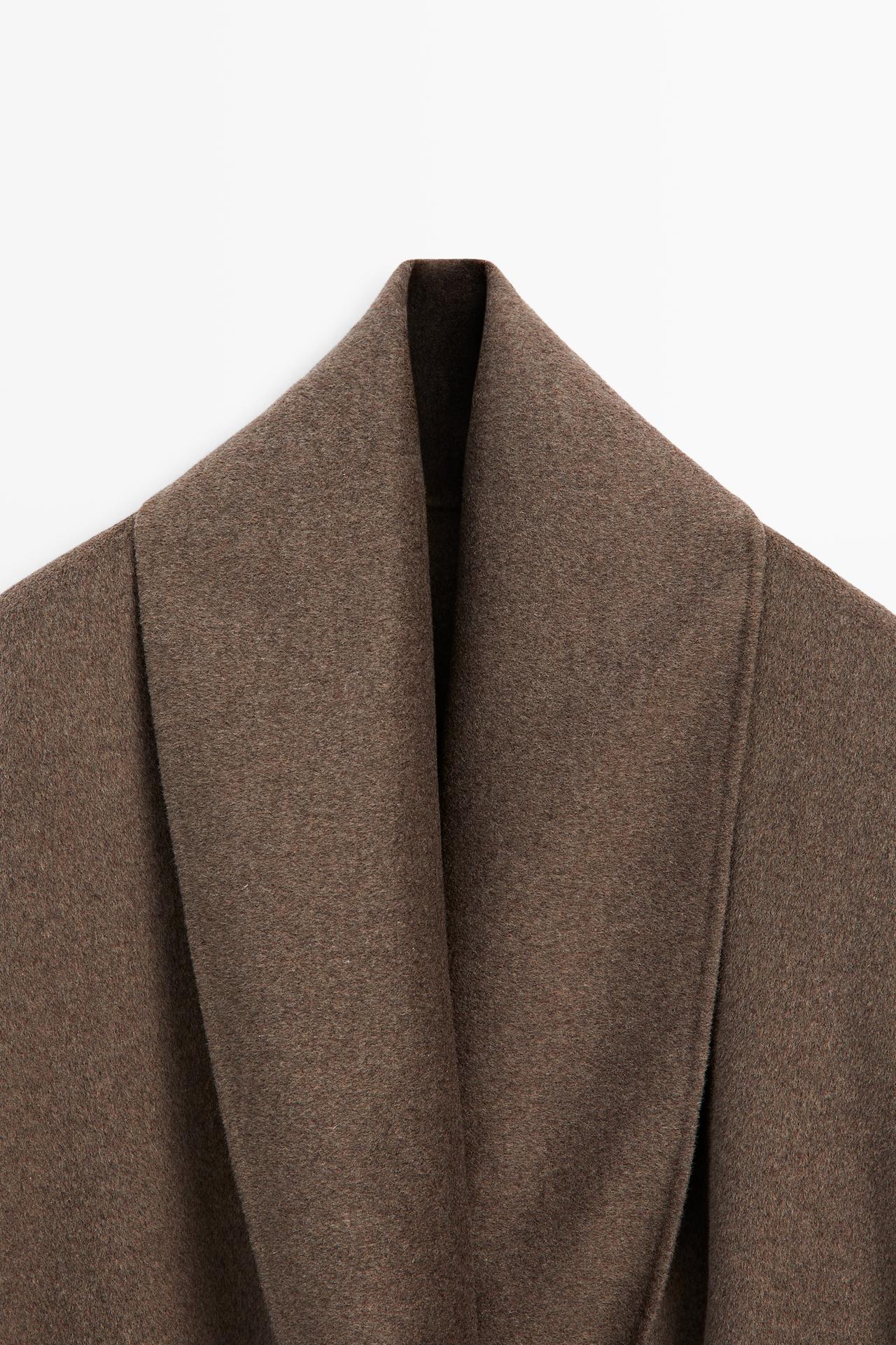 Wrap-style melange wool blend jacket — MOLE BROWN