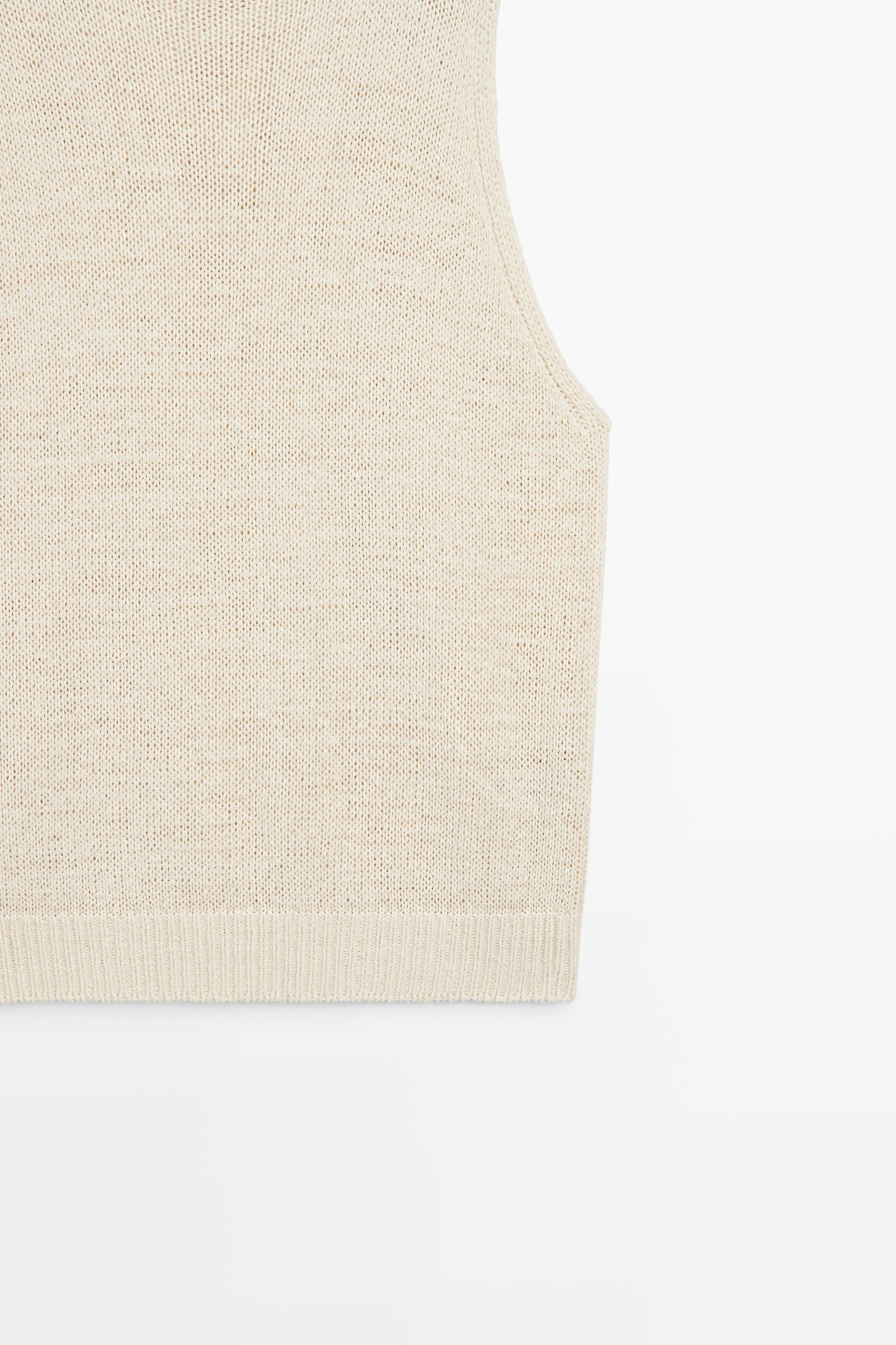 STUDIO Silk-Blend Knit Halter Top — CREAM