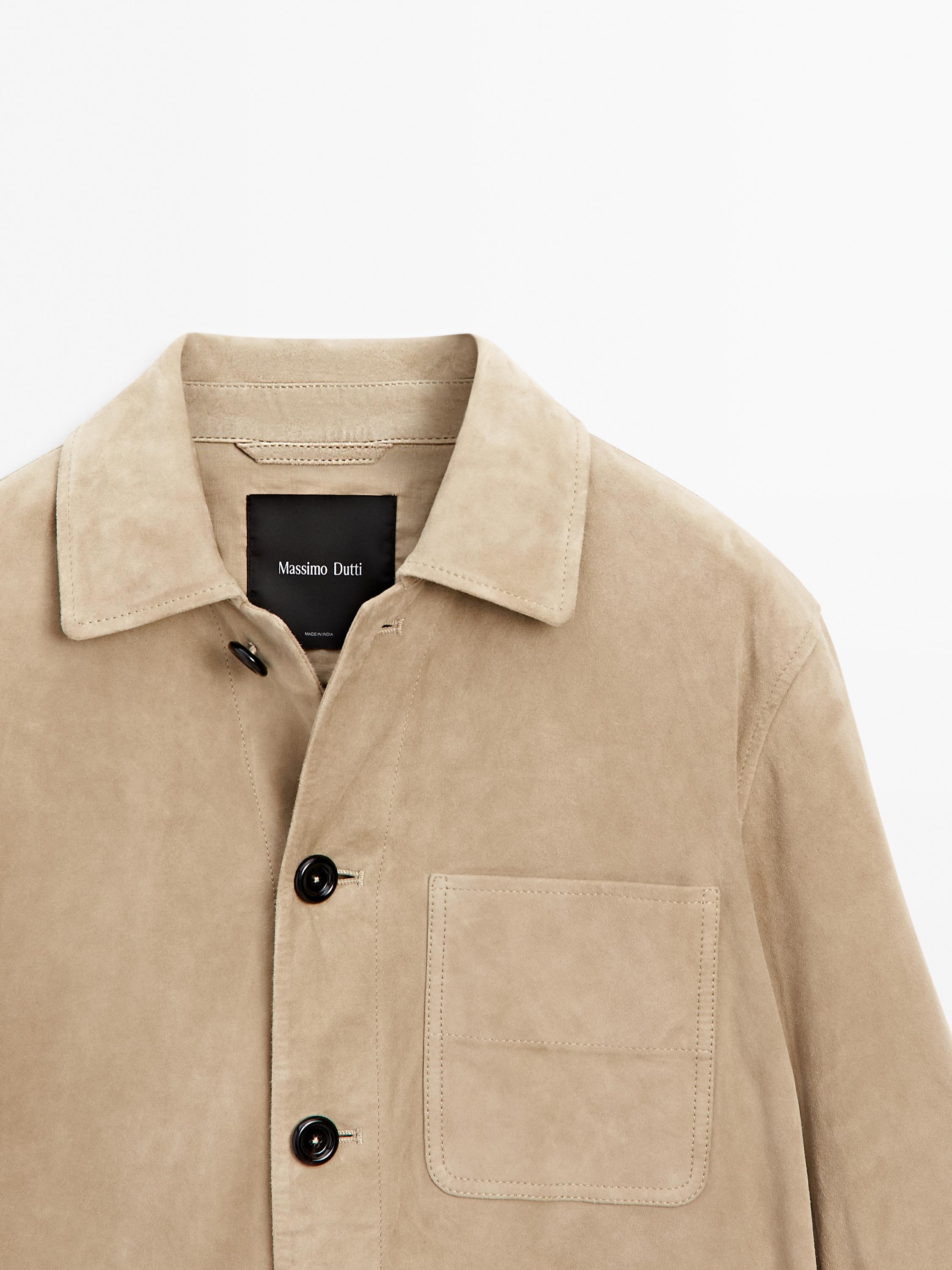 Chaqueta medio bolsillos piel ante
