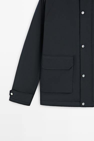 Short quilted parka with pocket details — NAVY BLUE 7