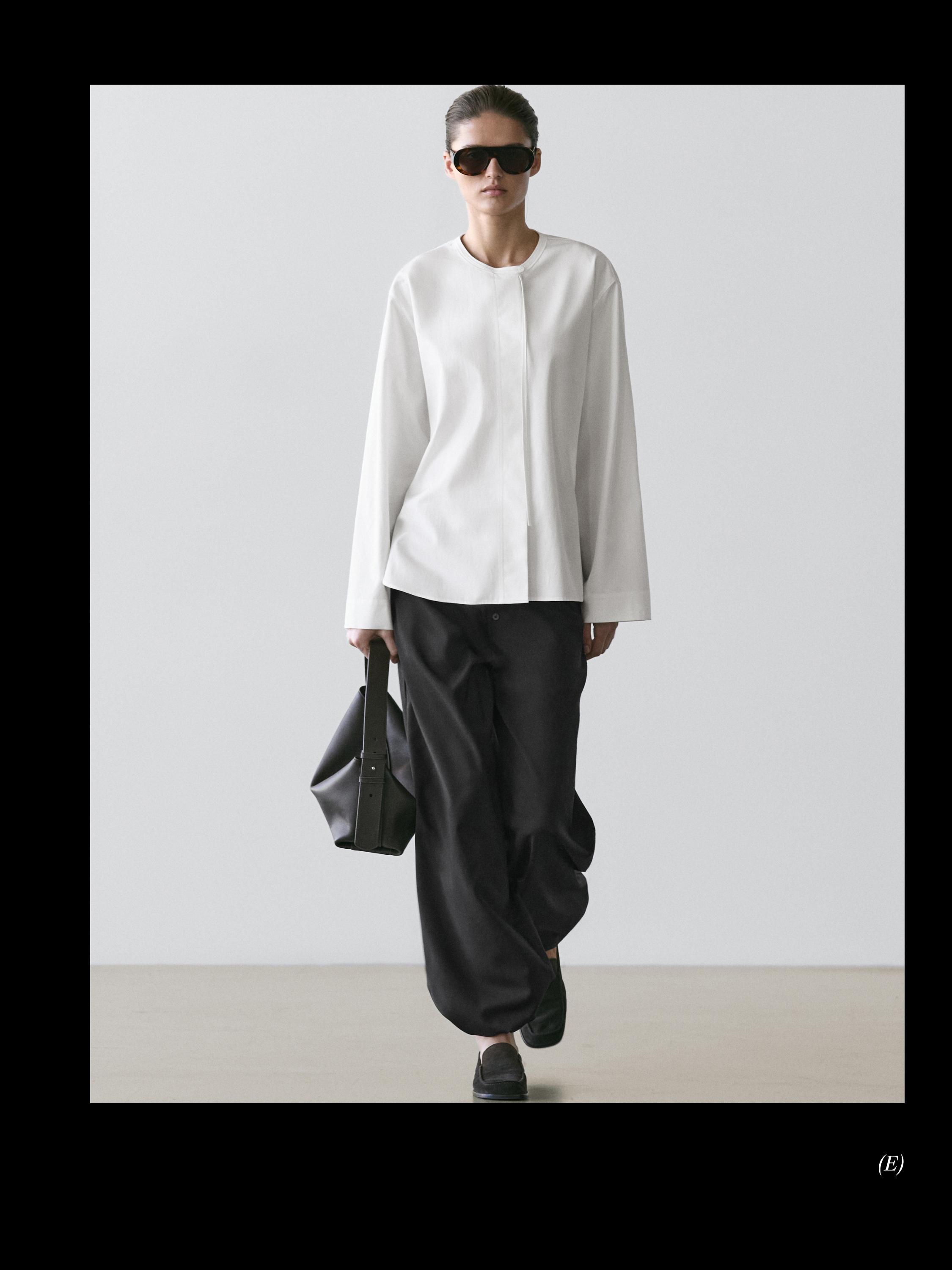 Wool sarouel trousers with tie detail — BLACK