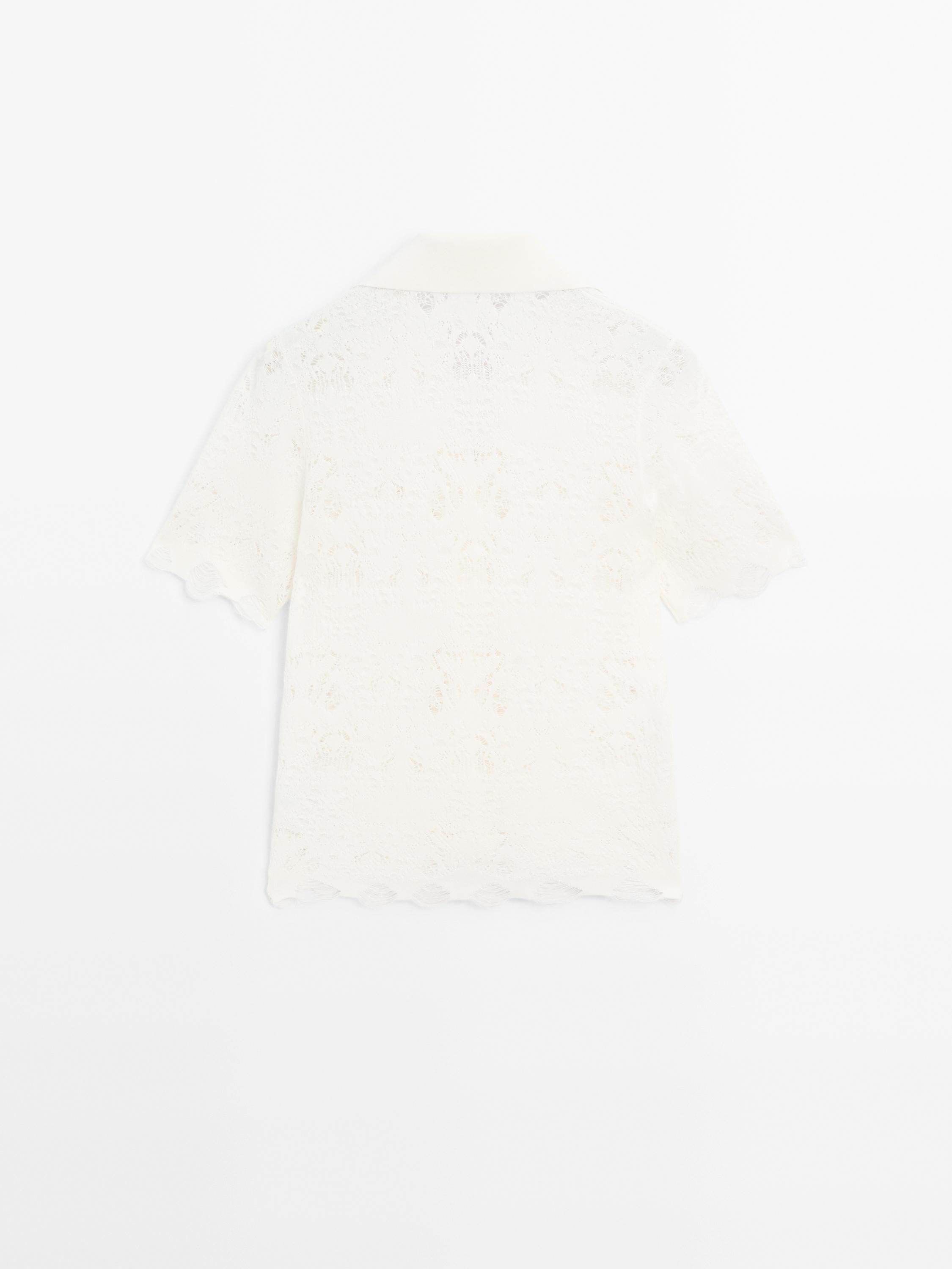 Short sleeve openwork cardigan