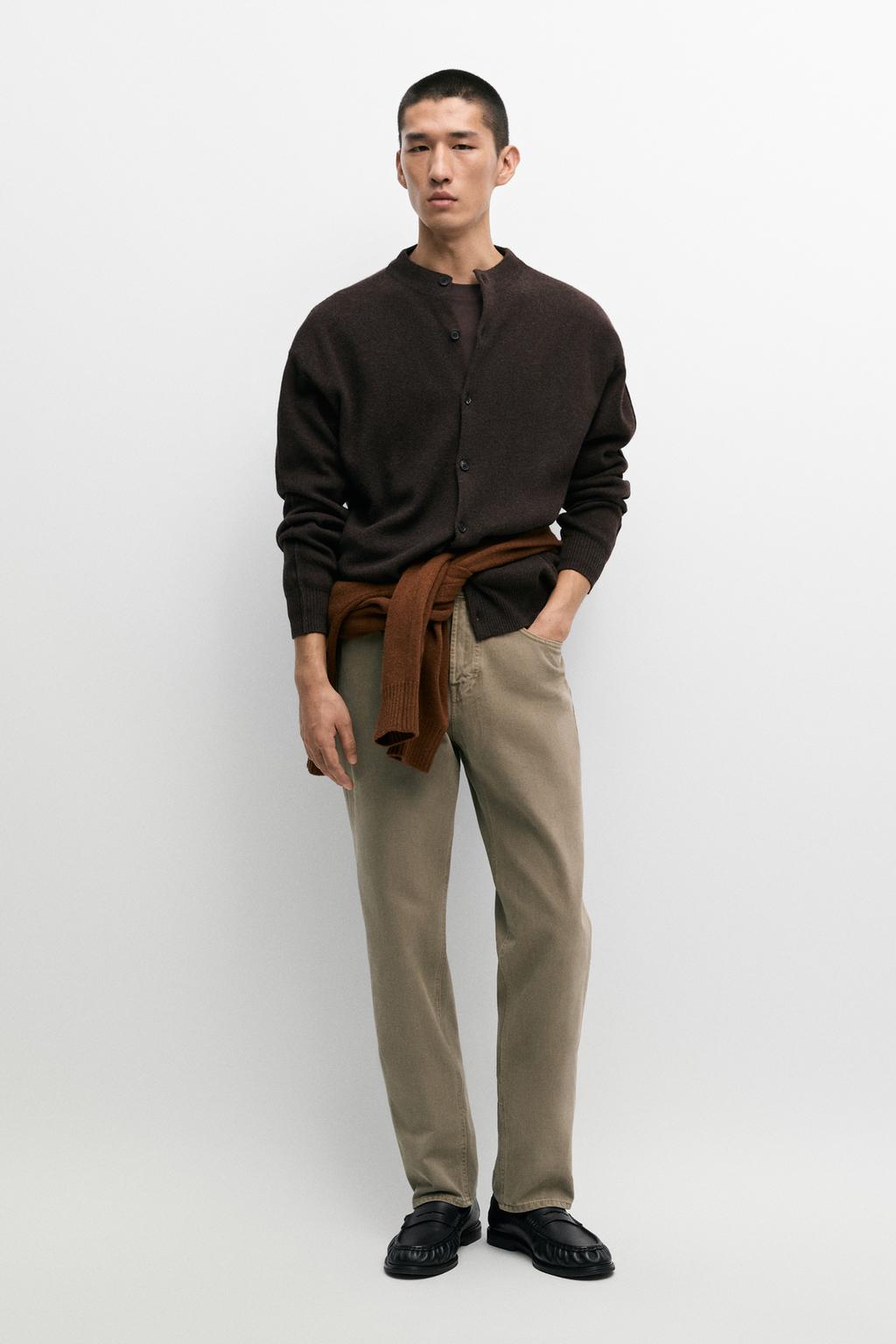 Tapered-fit denim-effect pants