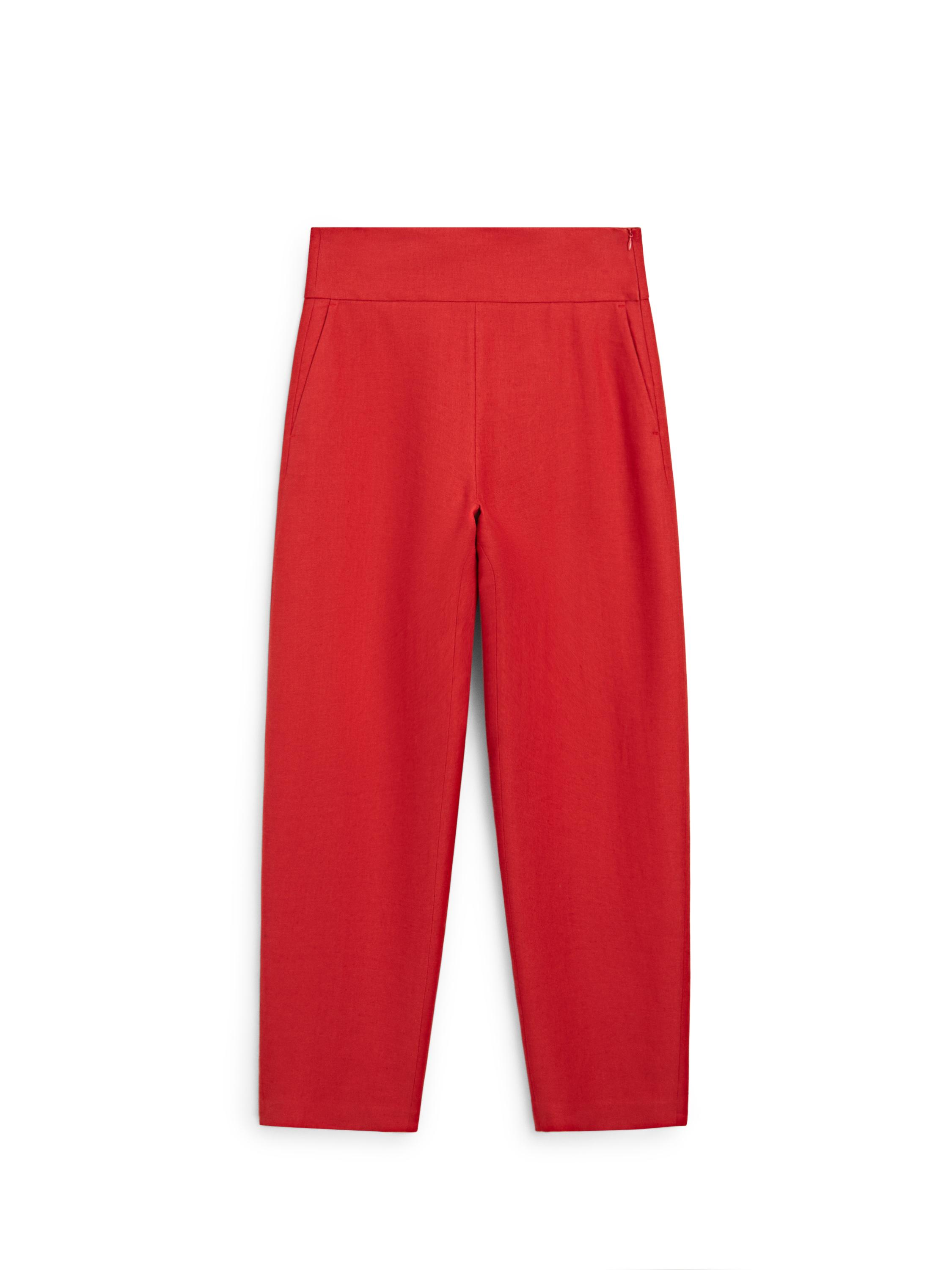 Voluminous linen trousers — RED