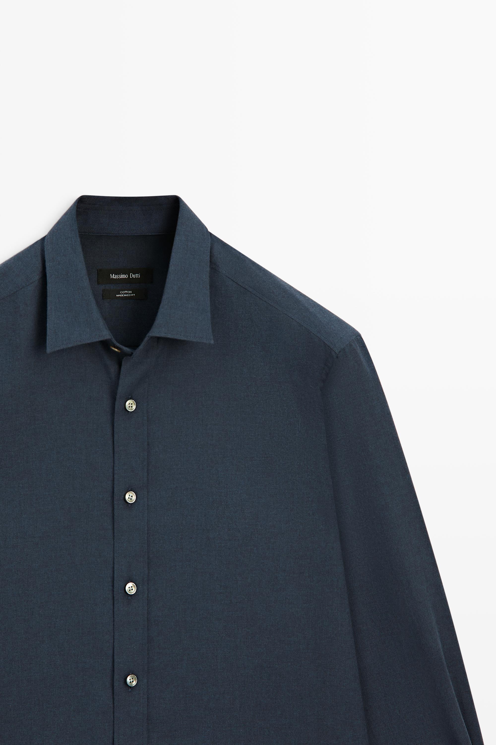 100% cotton melange twill regular fit shirt