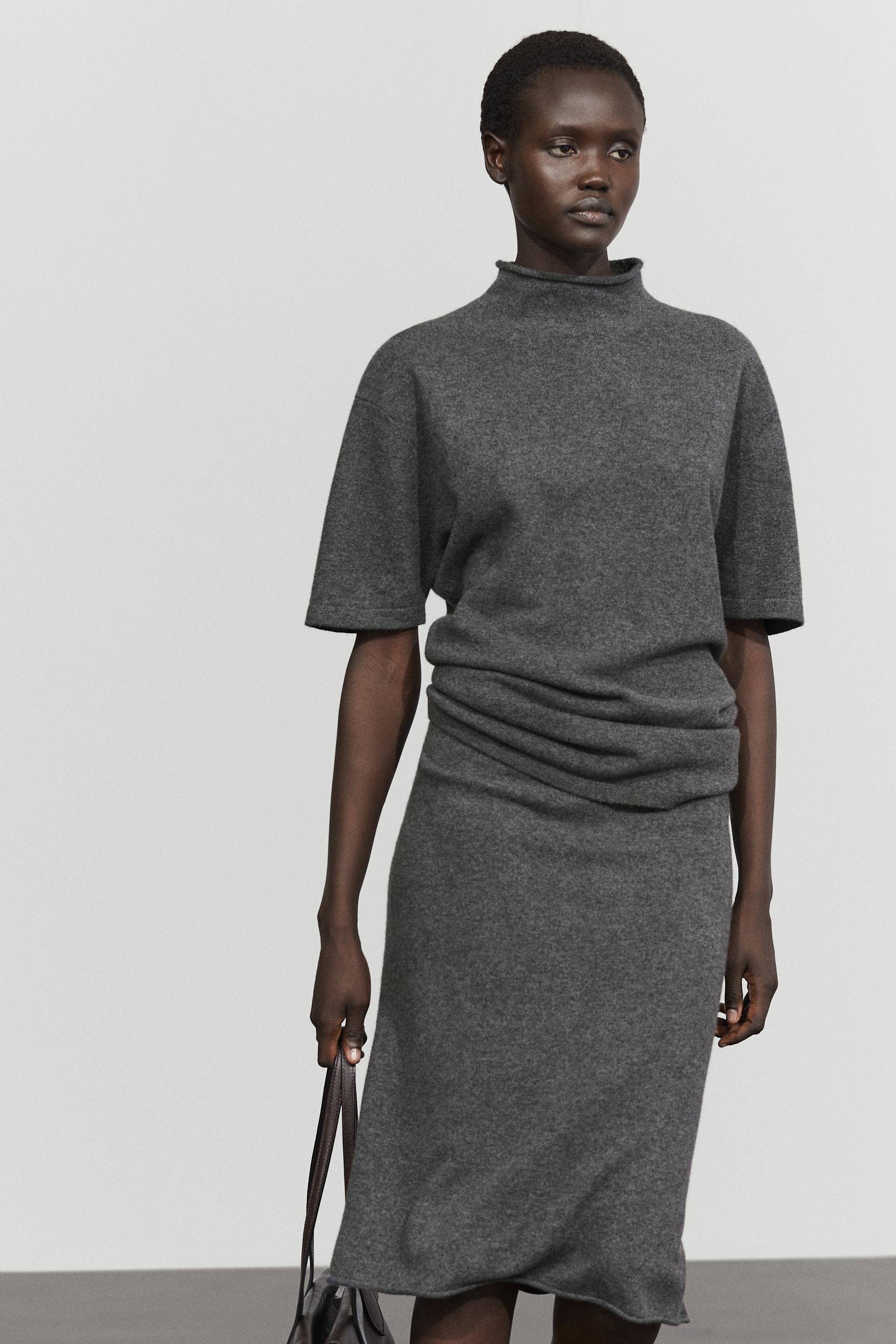 Wool blend mock turtleneck knit sweater