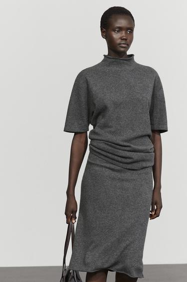 Wool-blend knit mock neck sweater — MEDIUM GREY 3