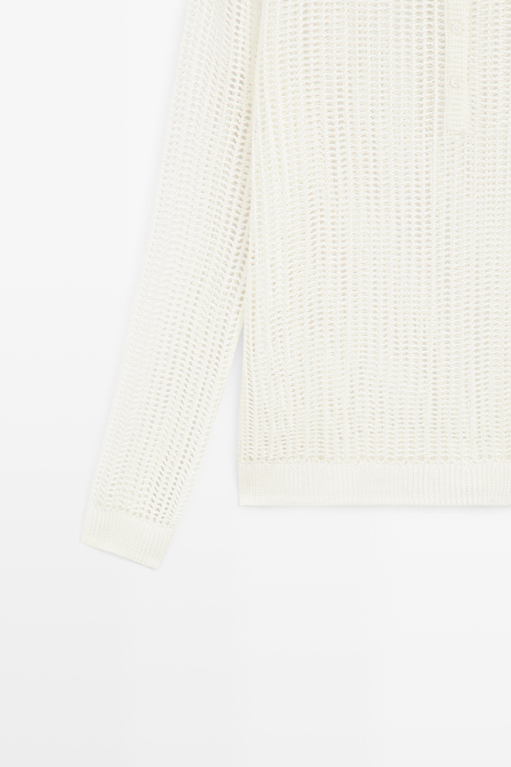 Cutwork knit button-up sweater - STUDIO — WHITE