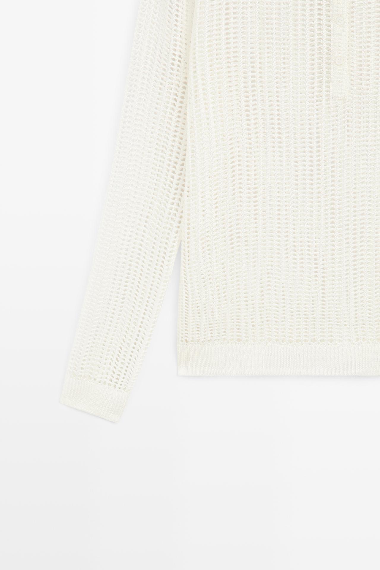 Cutwork knit button-up sweater - STUDIO — WHITE