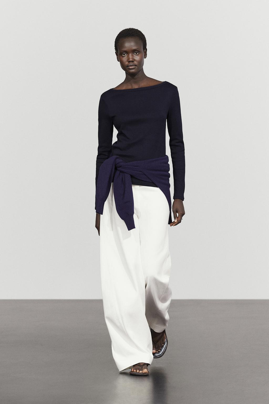Long Sleeve Boat Neck T-shirt