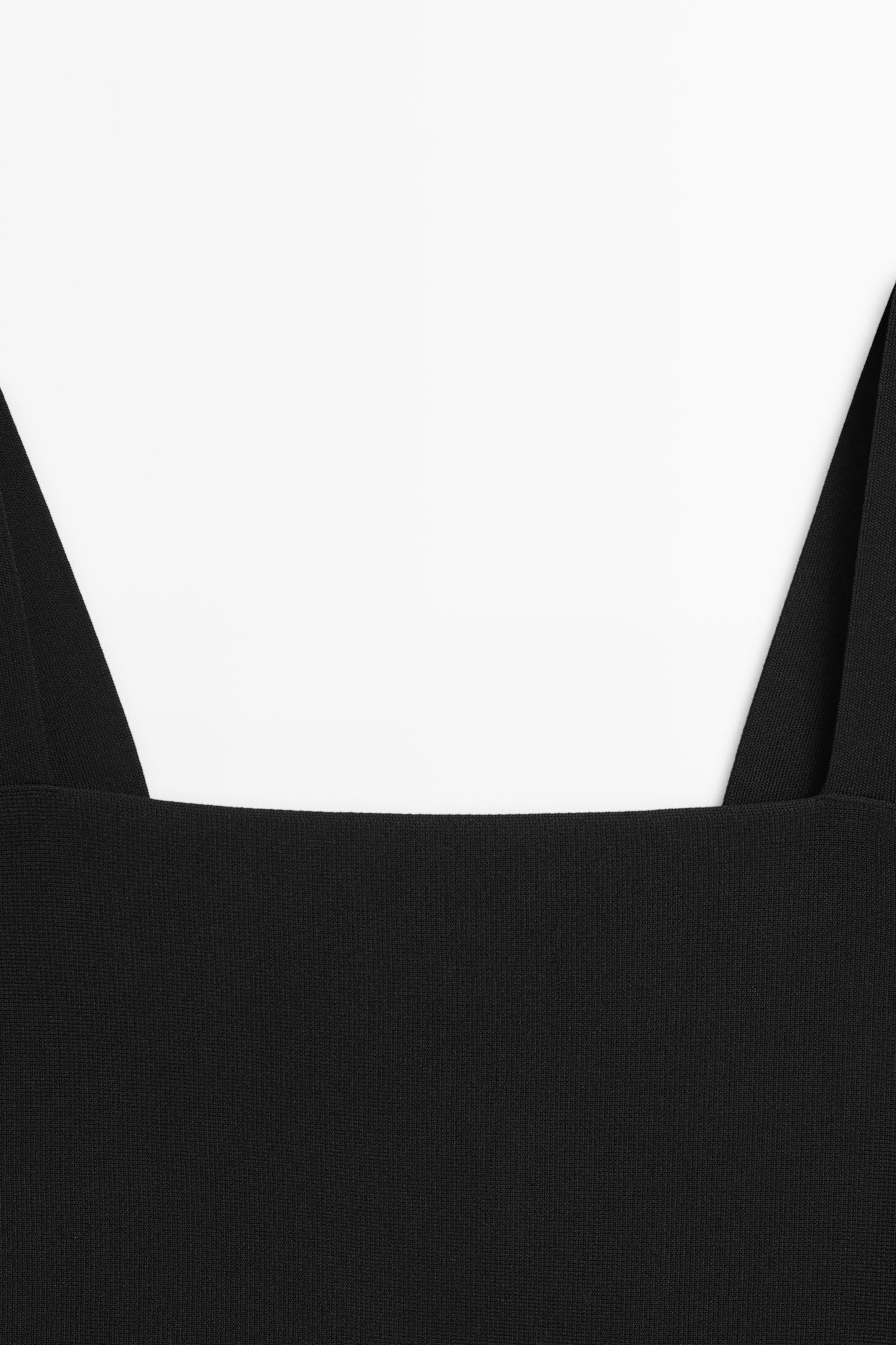 Knit top with a square neckline — BLACK