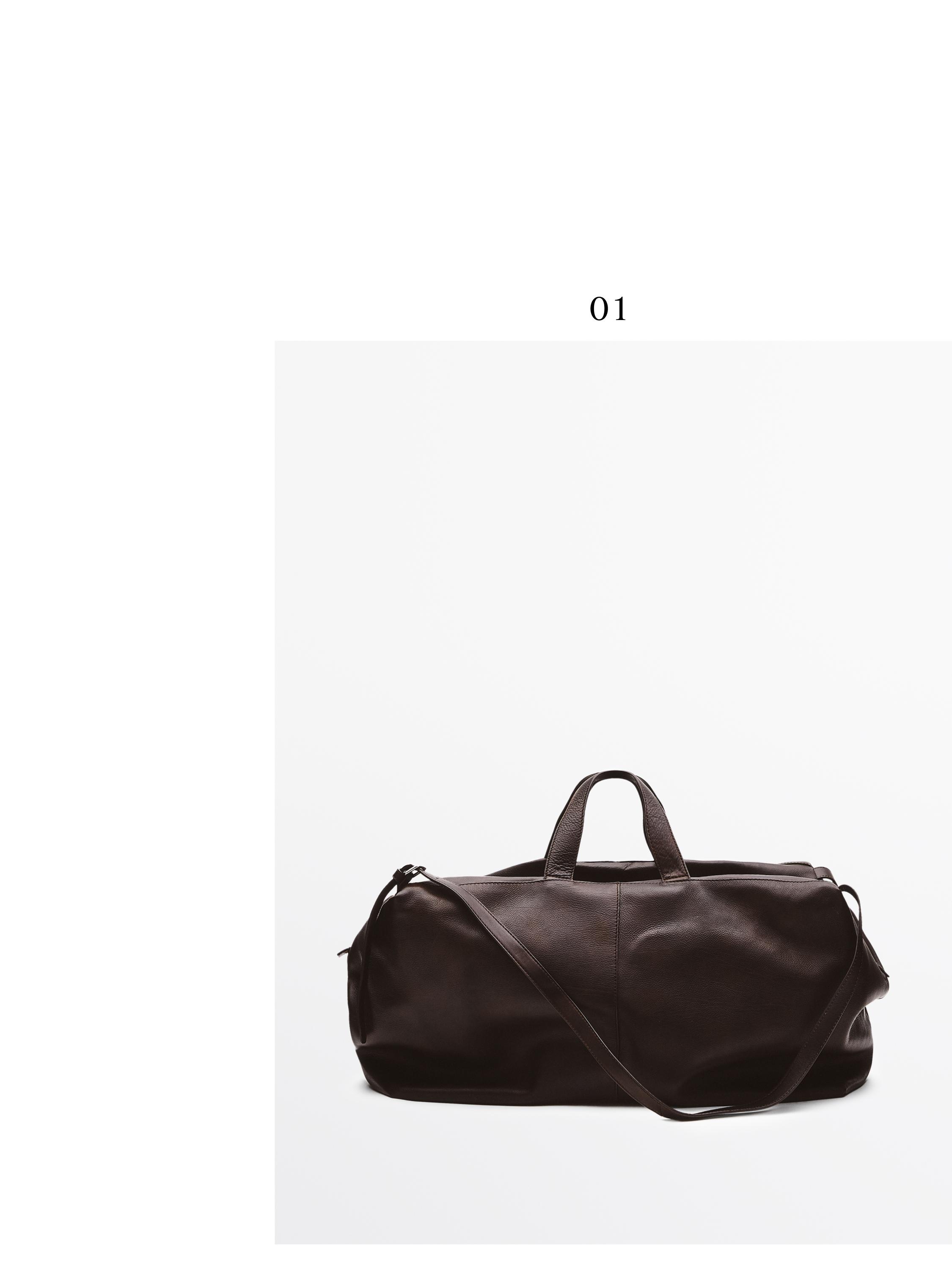 Nappa leather maxi duffle bag — BROWN