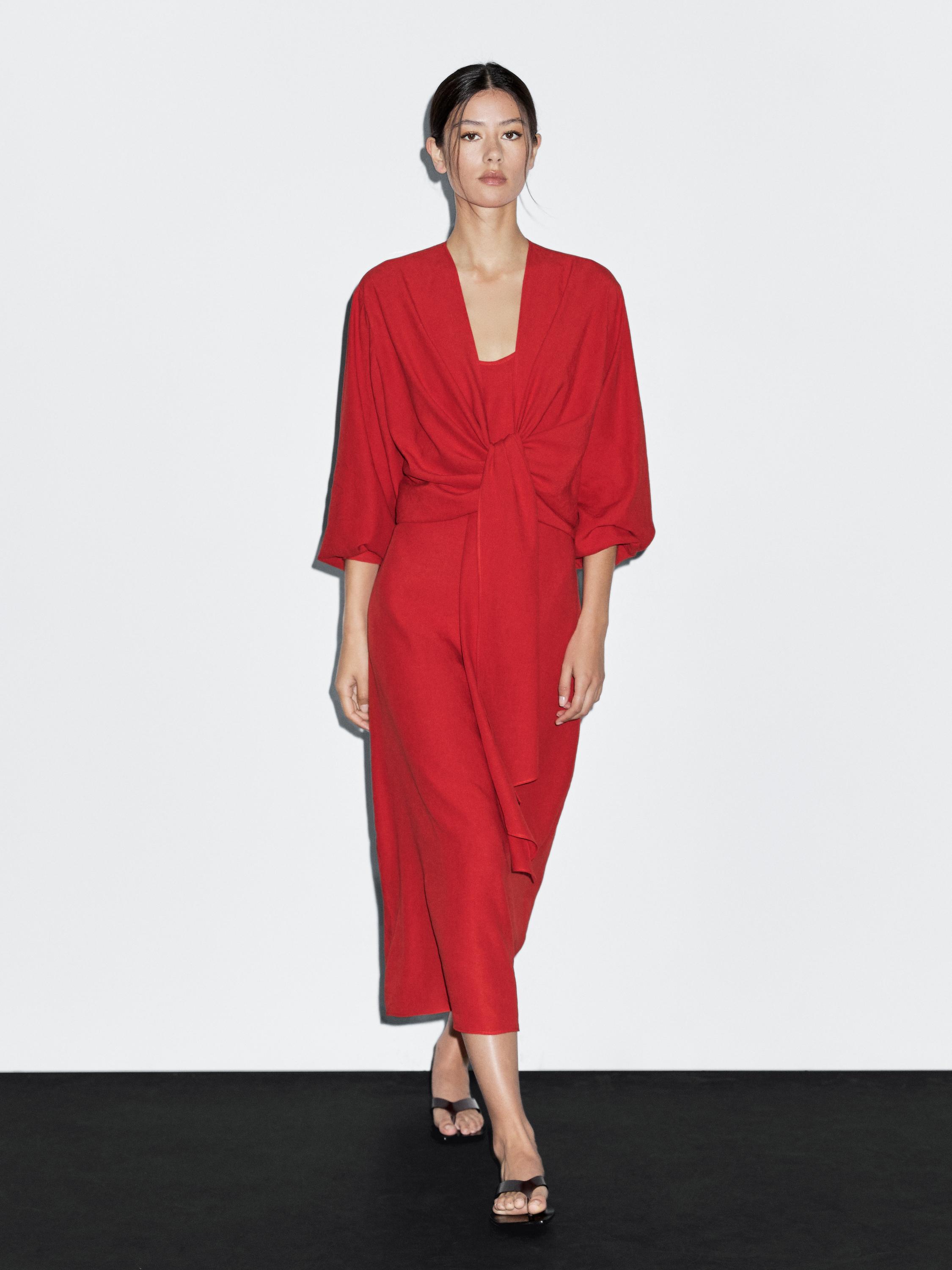 Robe midi décolleté nœud