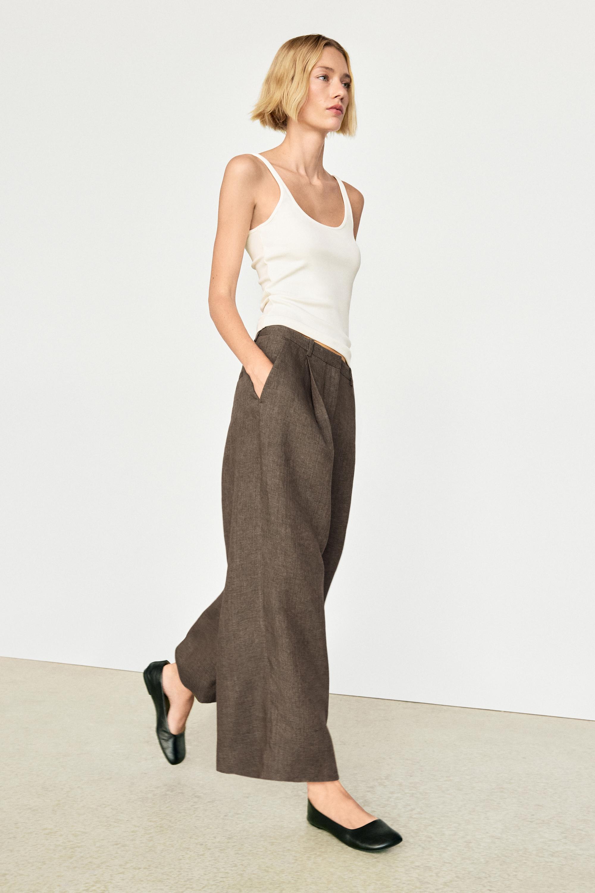 Linen melange darted trousers — CAREY