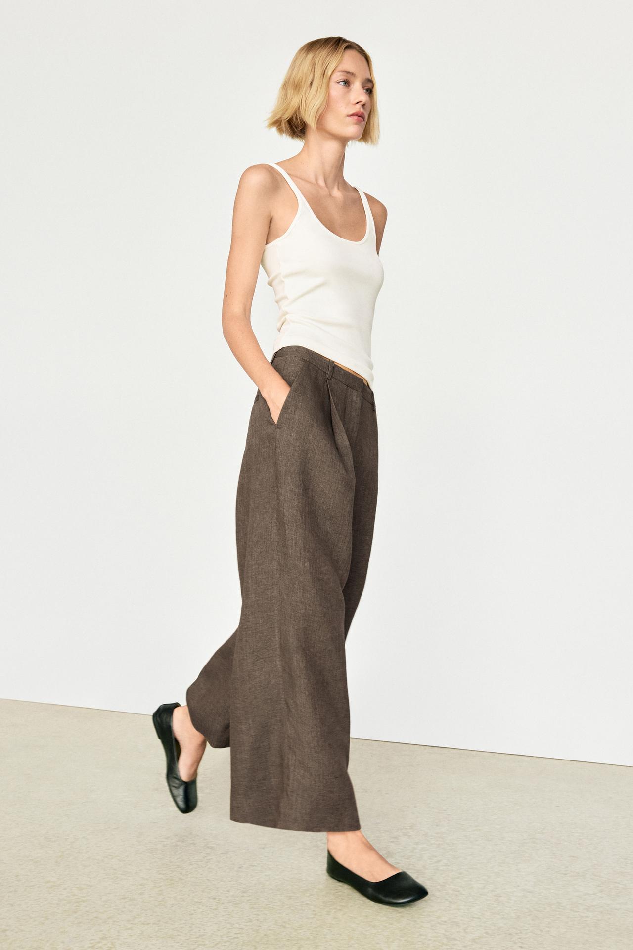 Linen melange darted trousers — CAREY