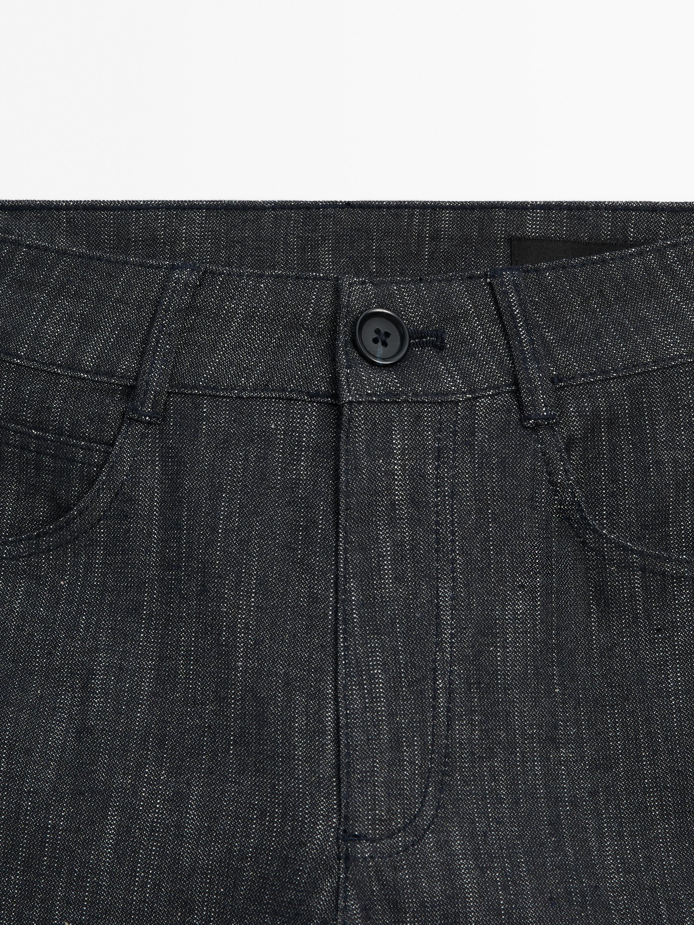 Straight-leg flecked cotton blend trousers
