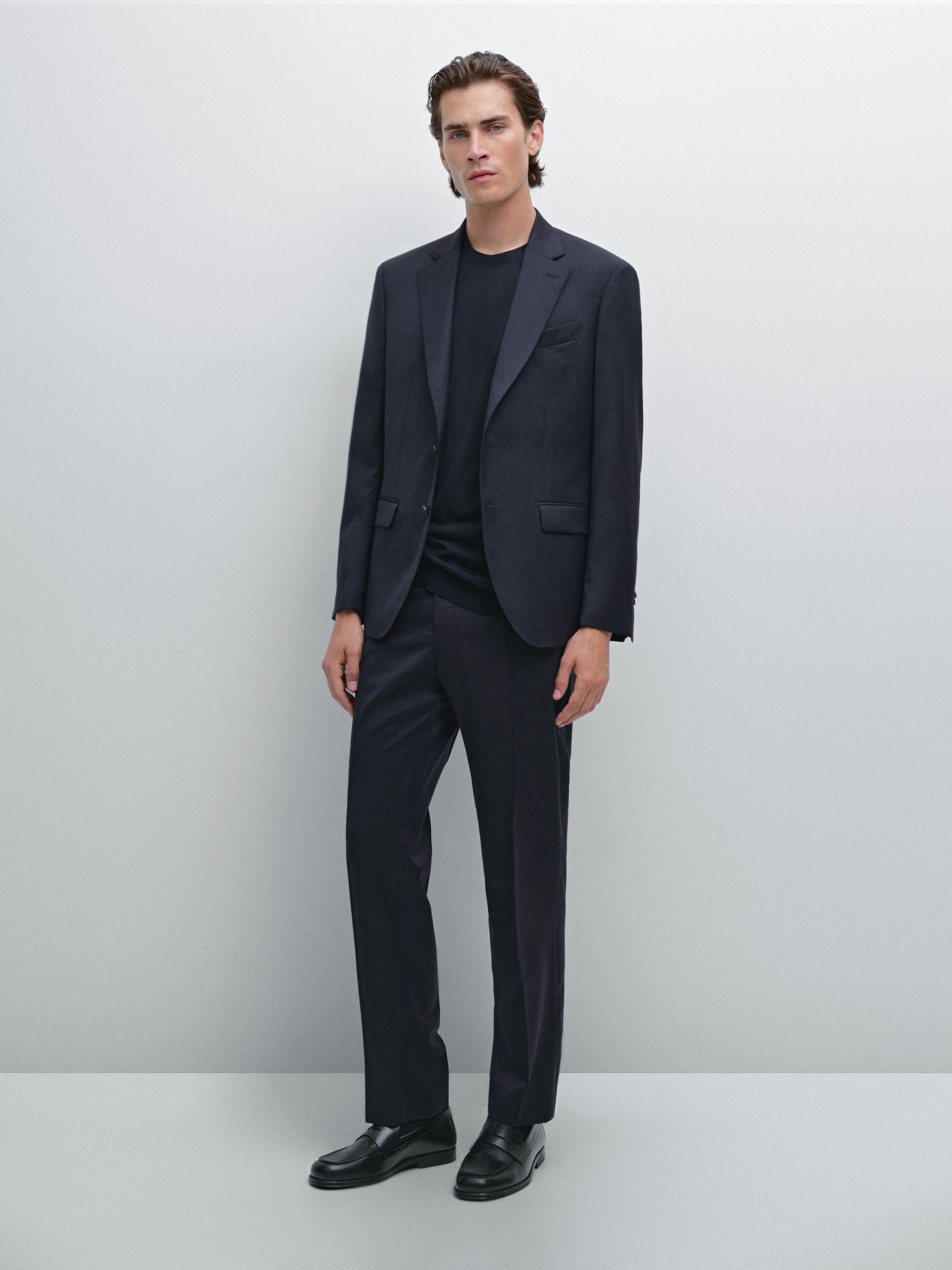 Pantalon de costume à rayures tennis en laine