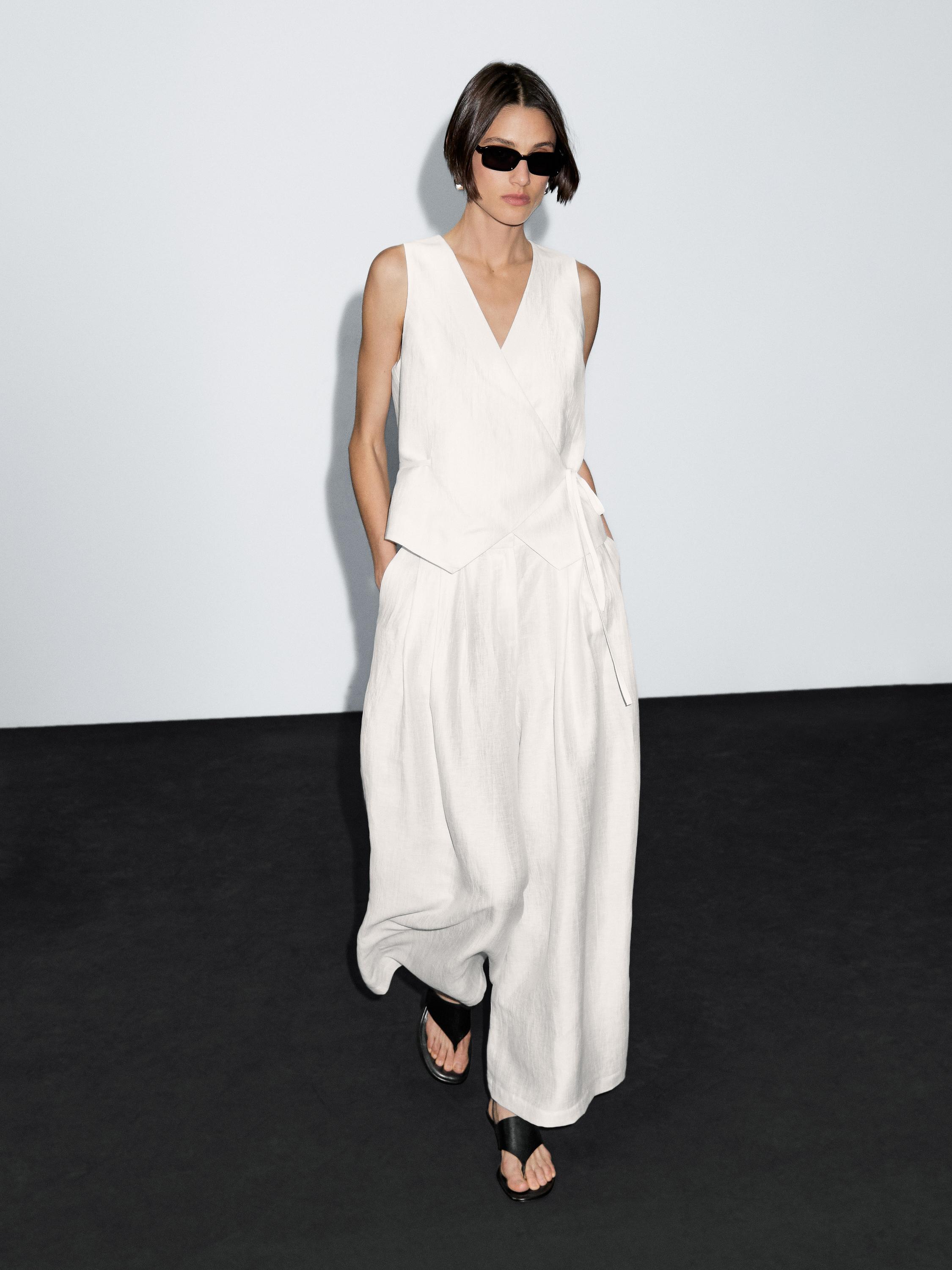 Pantalón ancho volume mestura liño