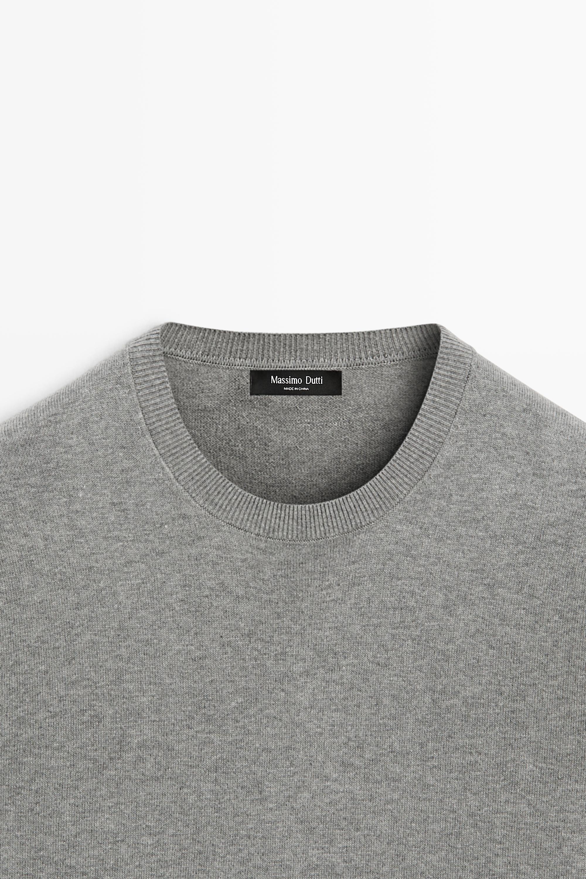 Cotton blend knit sweater — ANTHRACITE GREY