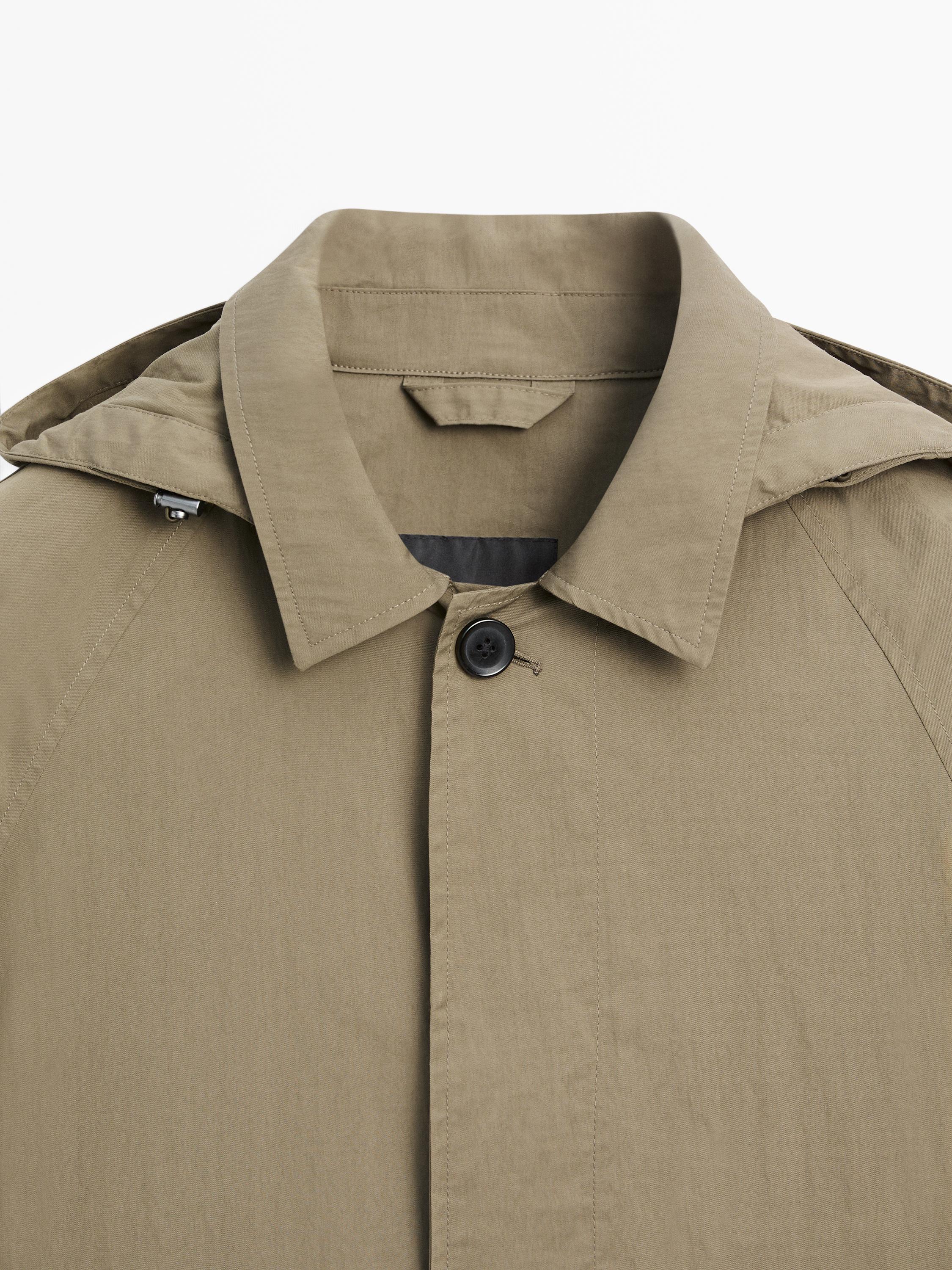 Cotton blend parka with pockets — BEIGE