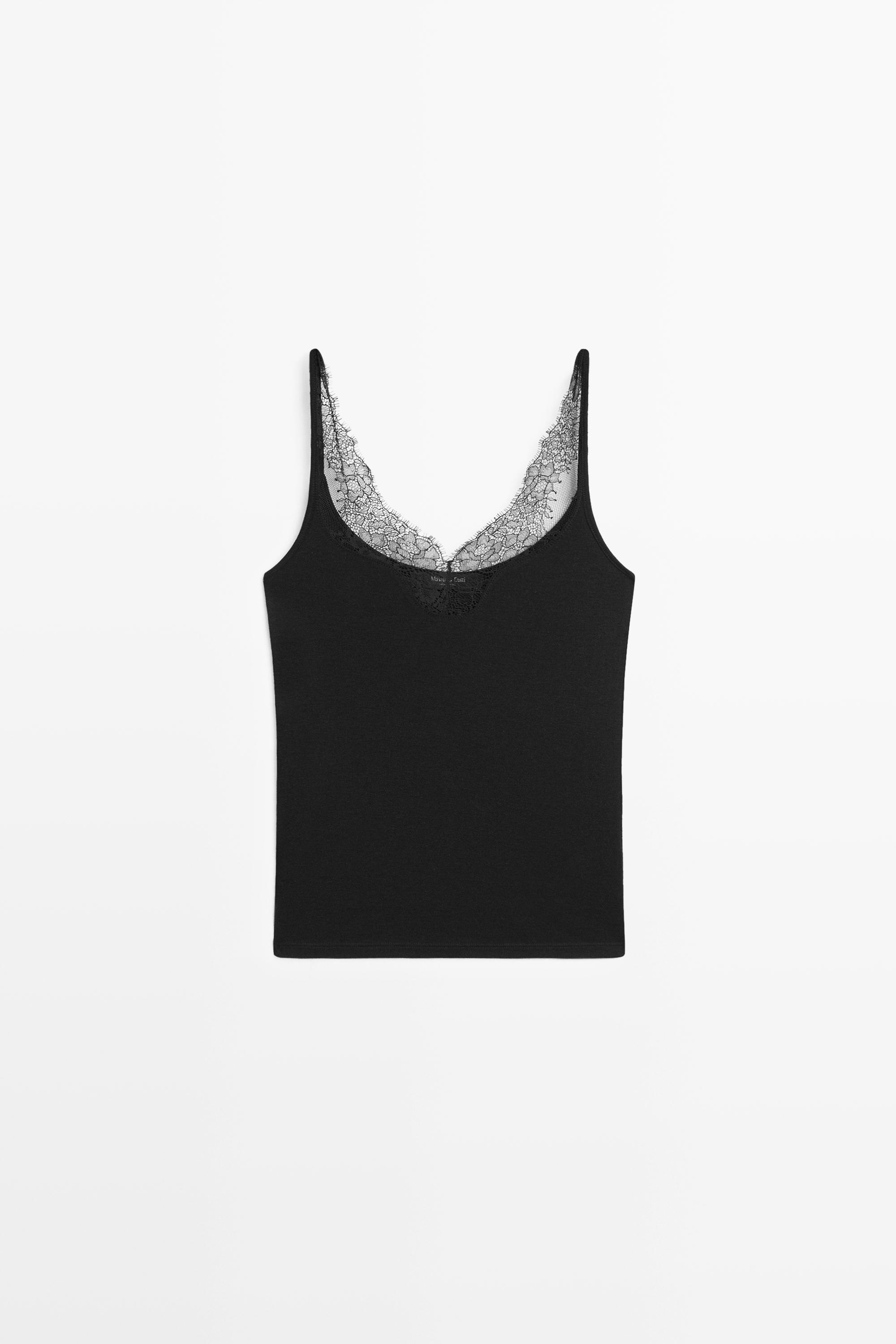 Strappy lace-trimmed camisole top