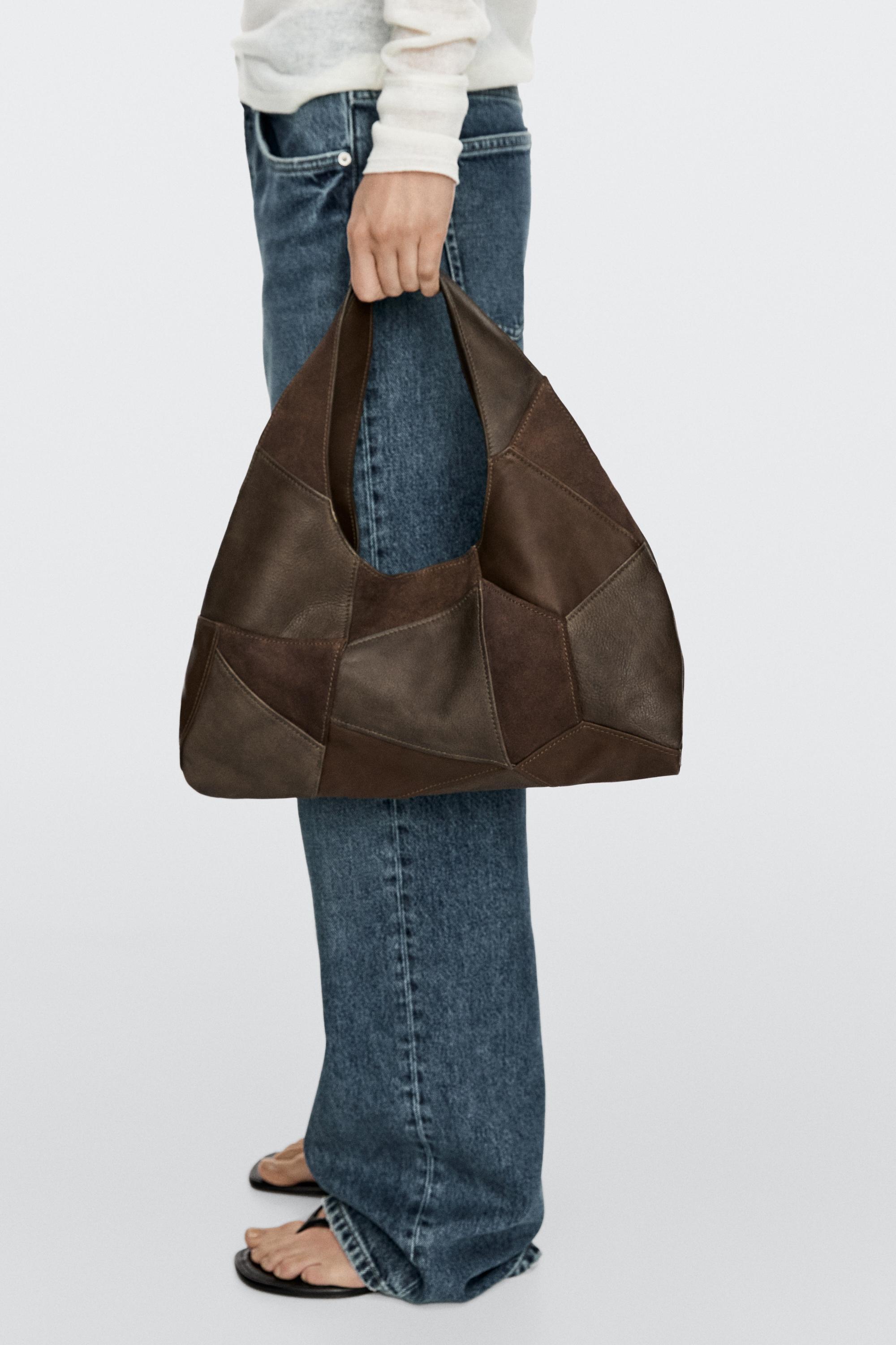 Medium patchwork suede bag
