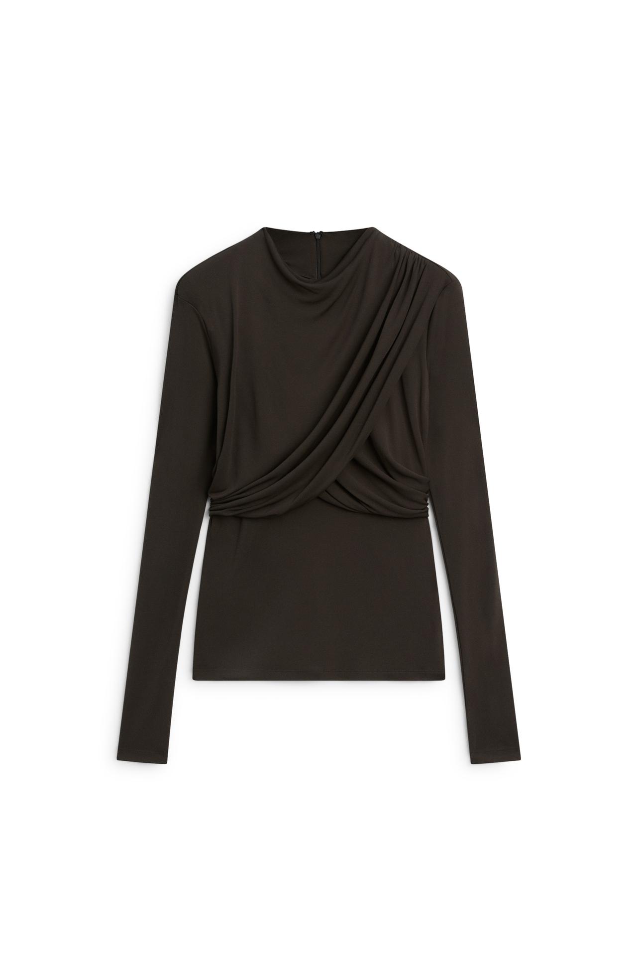 Draped long sleeve top - LIMITED EDITION — BROWN