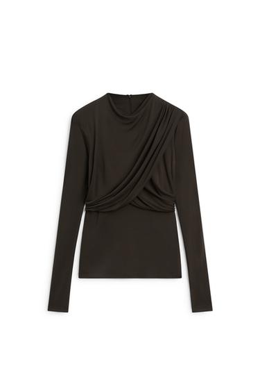 Draped long sleeve top - LIMITED EDITION — BROWN 5