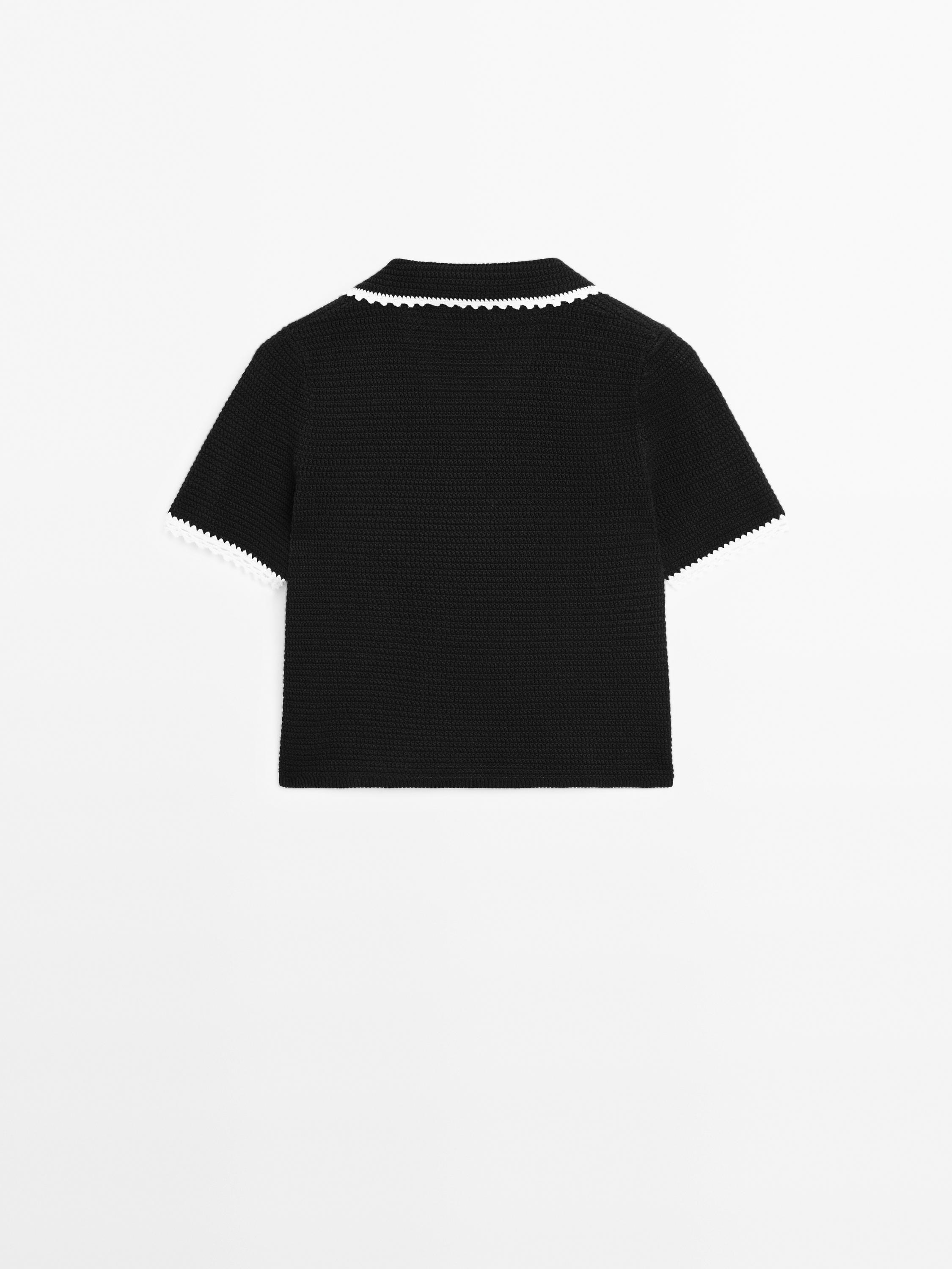 Short sleeve knit cotton polo shirt