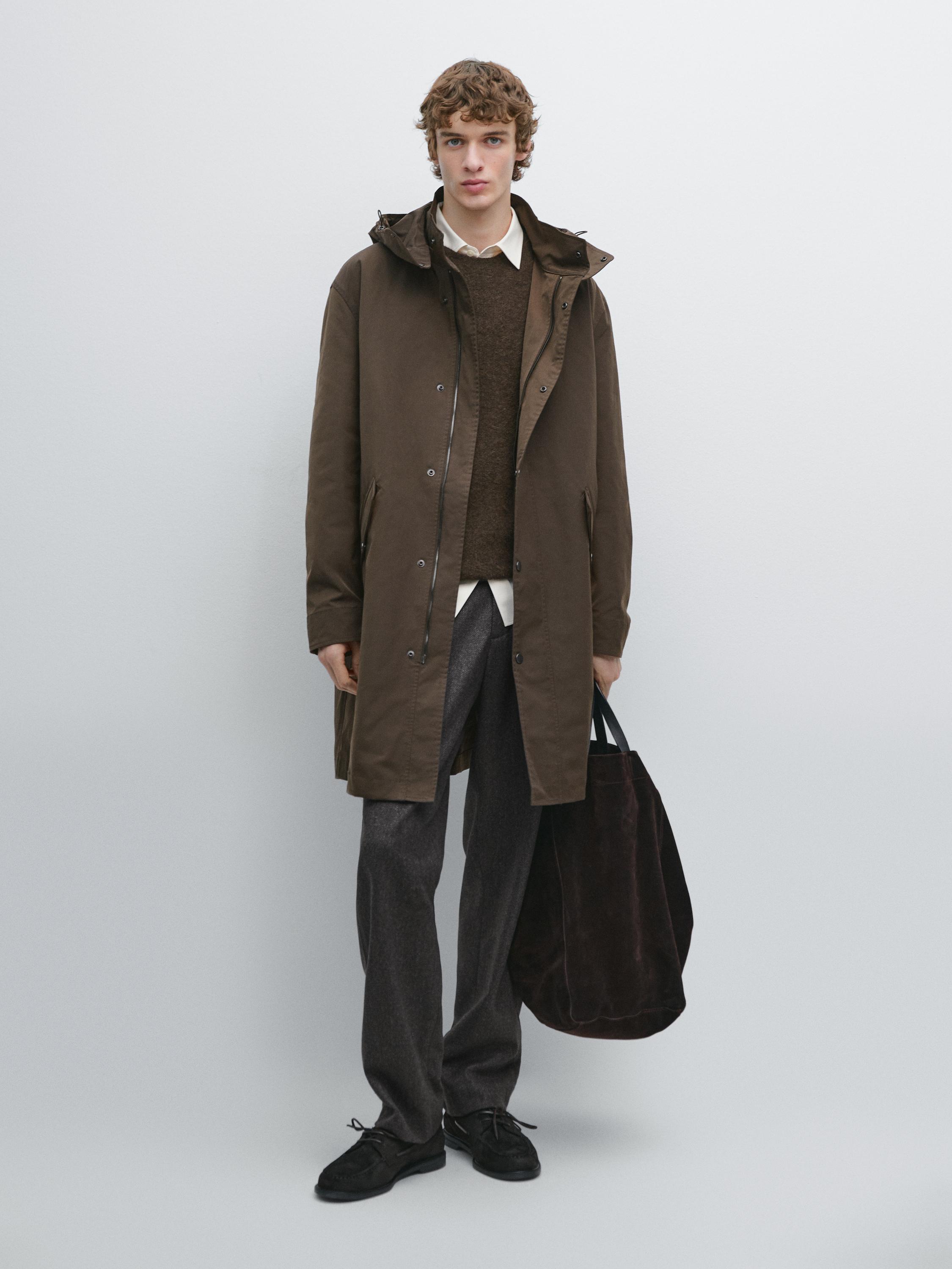 معطف باركا تقني طويل بسطح داخلي قابل للفصل