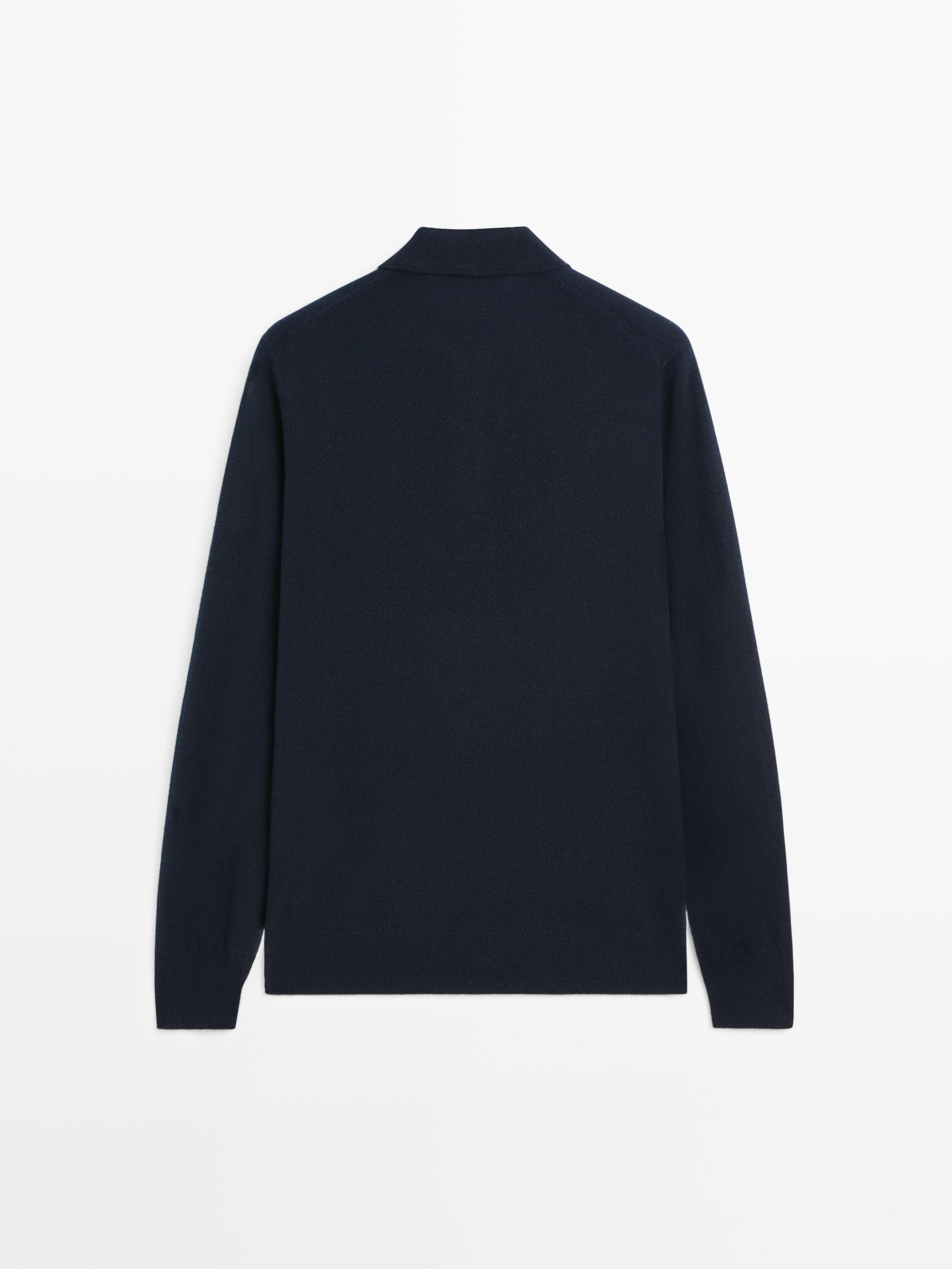 Wool blend knit polo jumper