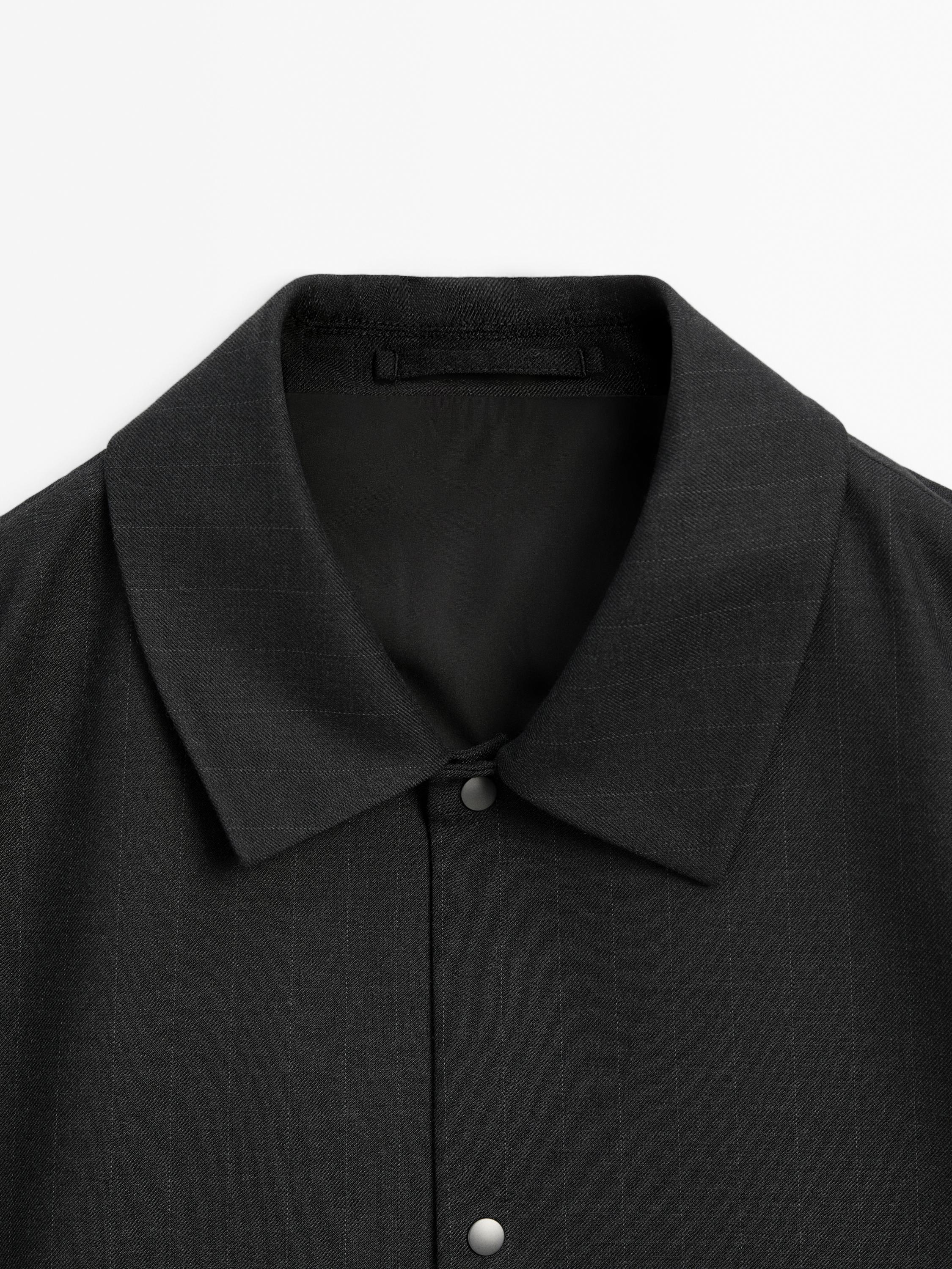 Striped wool blend overshirt