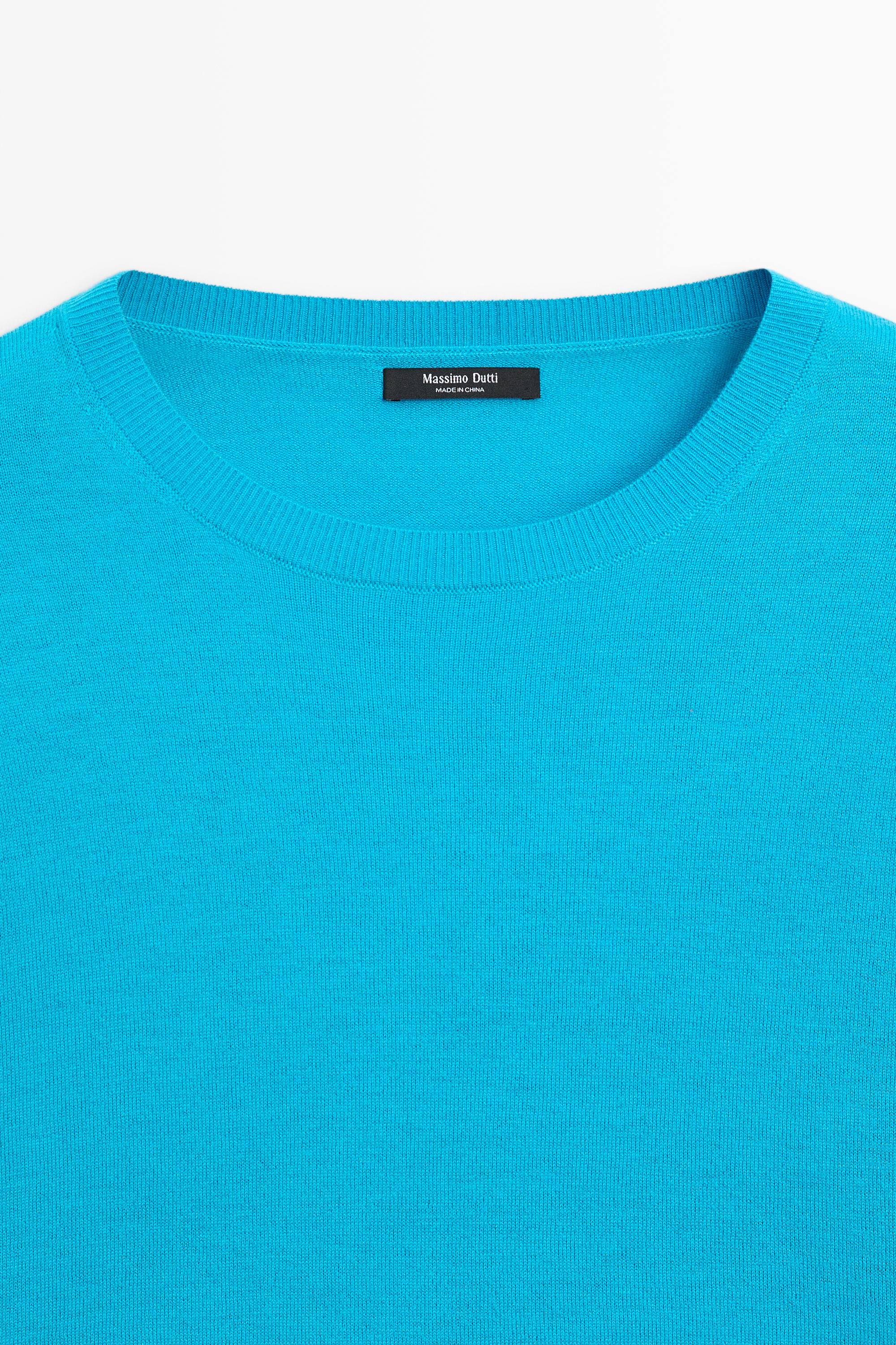 Round neck knit sweater — TURQUOISE