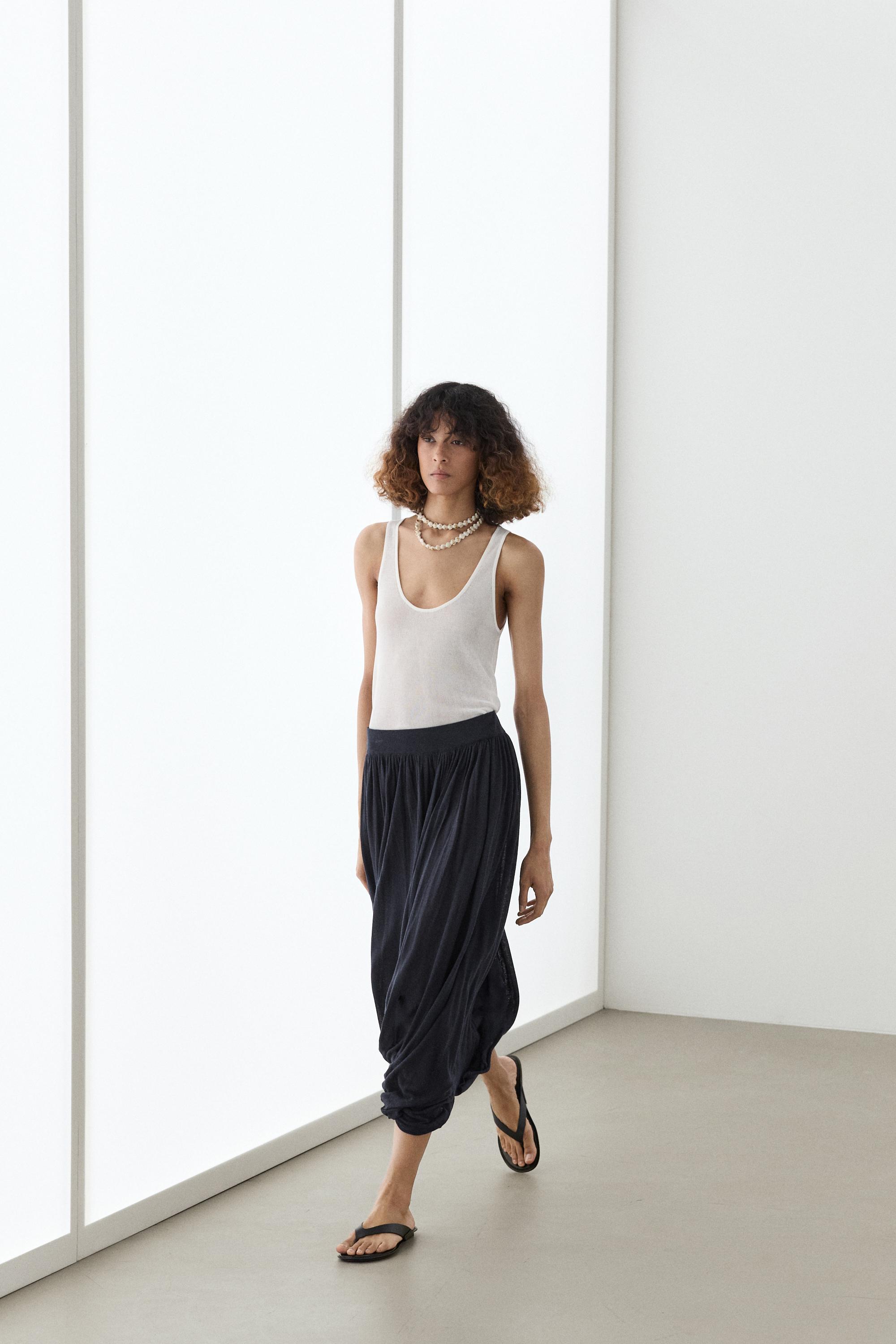 Draped balloon midi skirt — NAVY BLUE