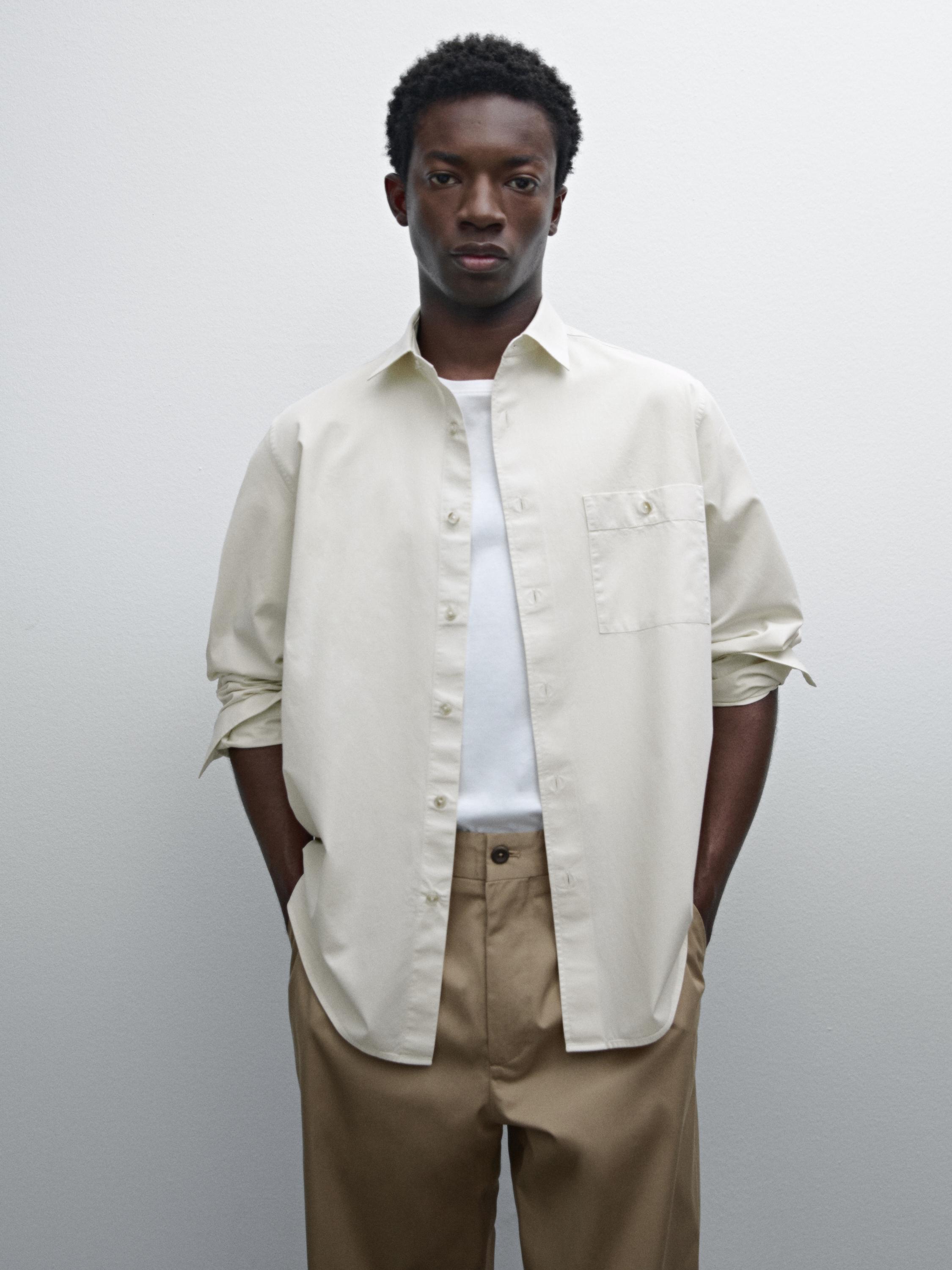 Camisa sarga regular fit 100 % algodón