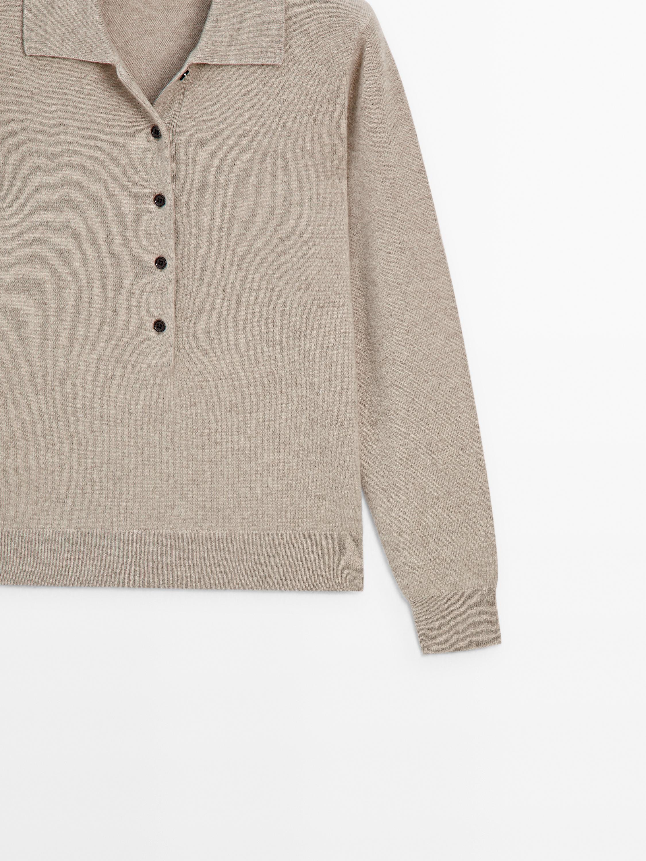 100% cashmere knit polo sweater