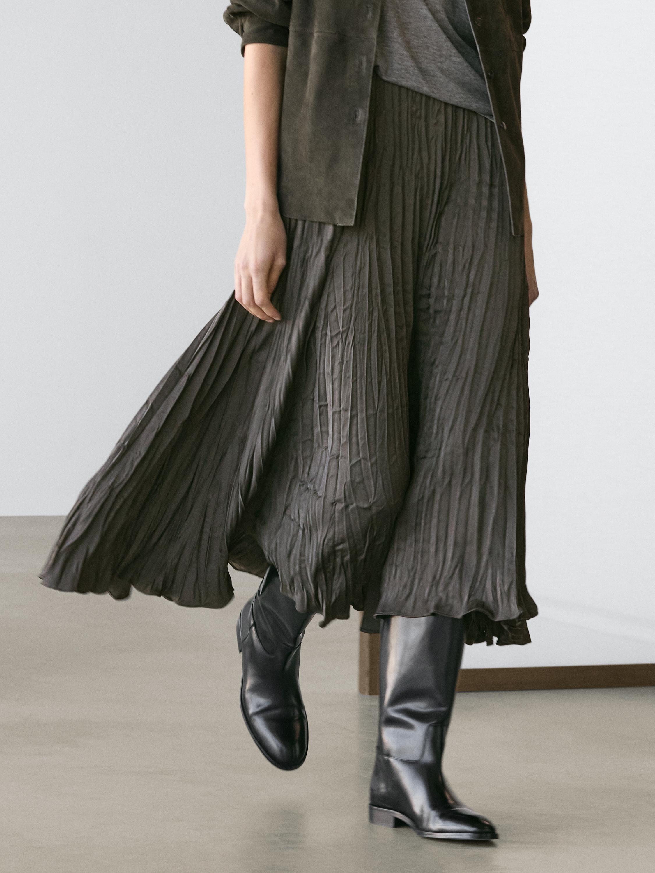 Long flowing pleated skirt