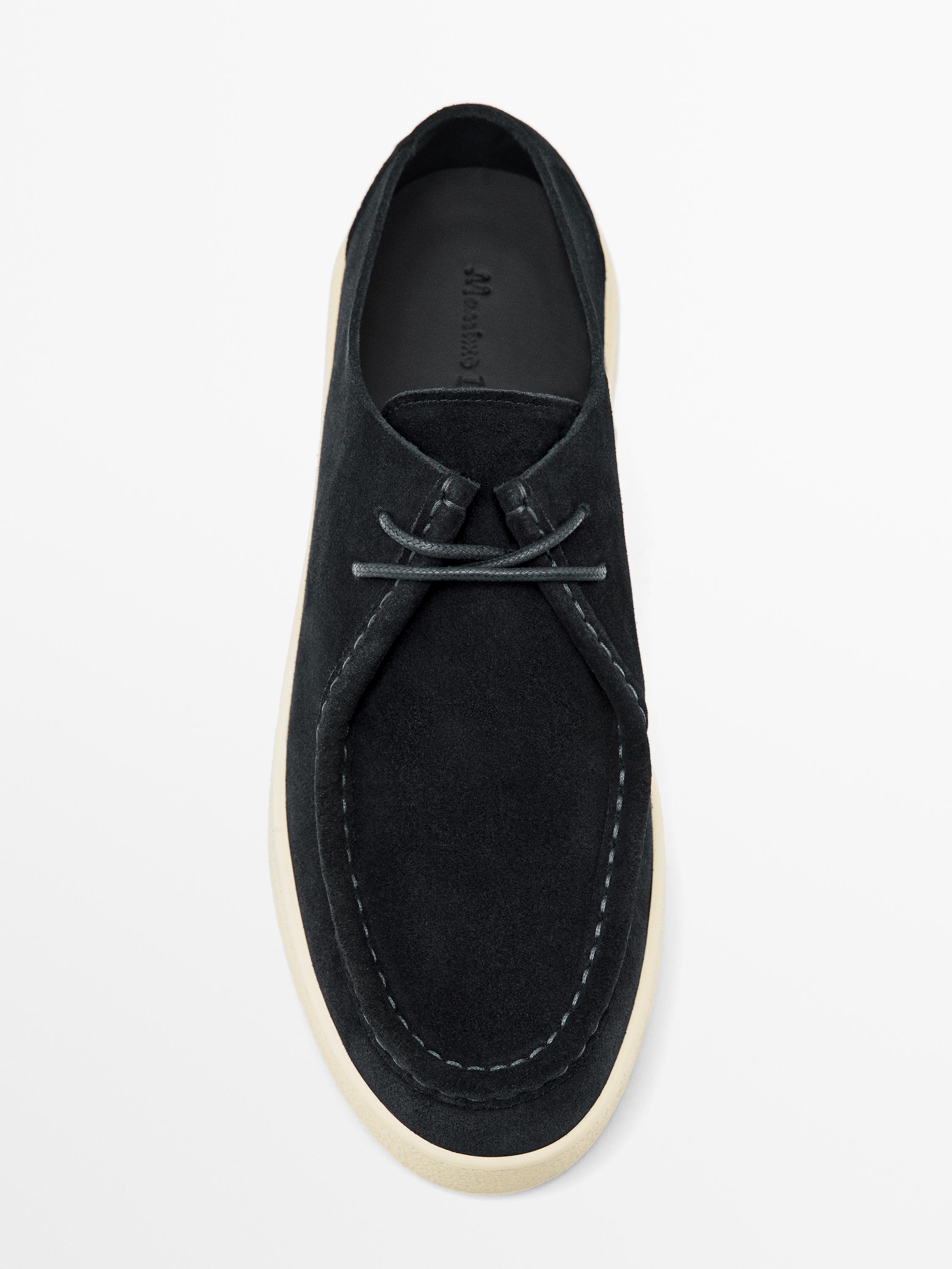 Moc toe split suede shoes