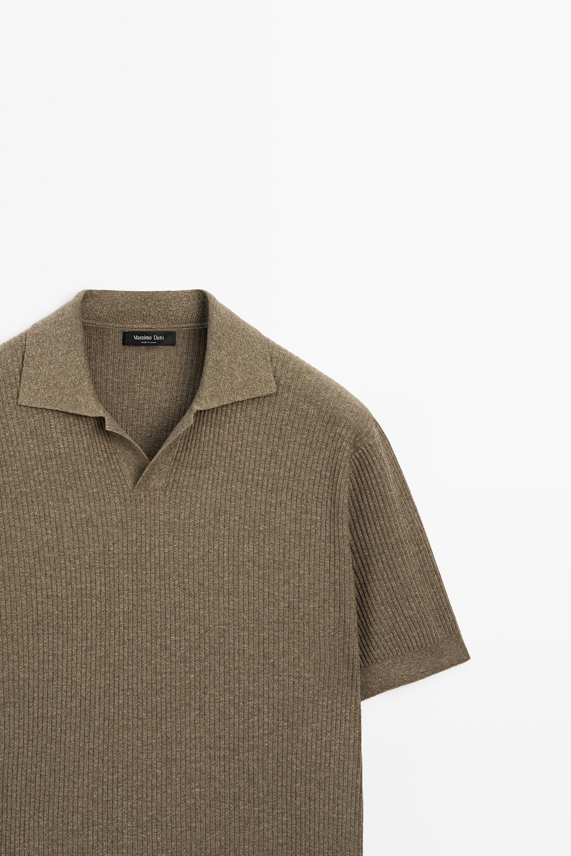 Cotton blend knit polo shirt — DARK OLIVE GREEN