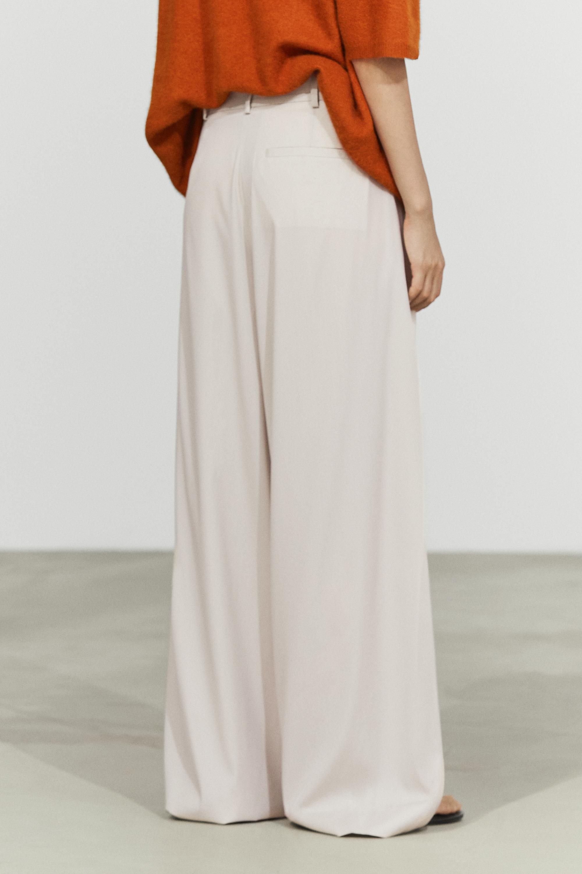 Wool blend darted pants with button detail — ICE