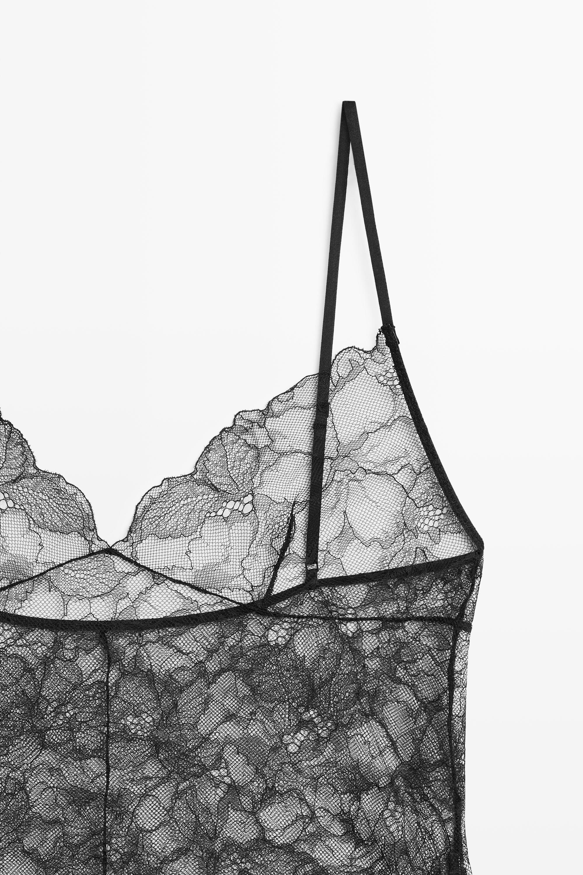 Transparent lace camisole top — BLACK