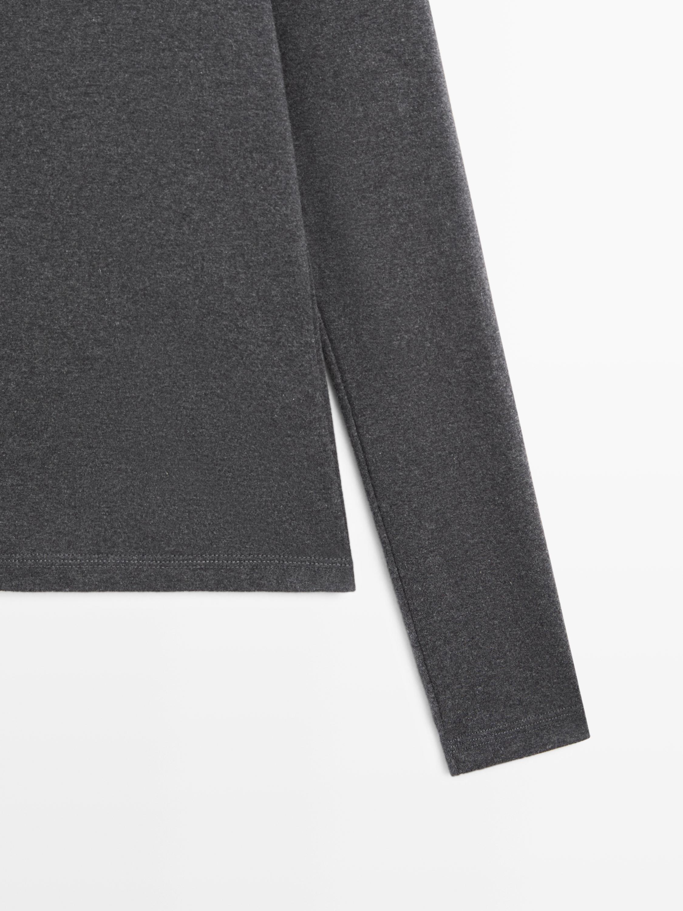 Ribbed long sleeve melange T-shirt — ANTHRACITE GREY
