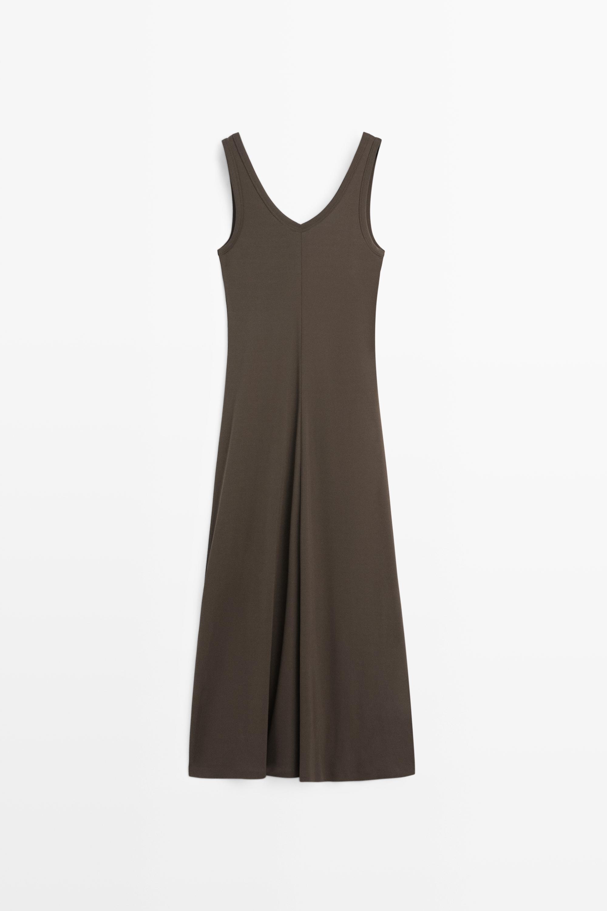Midi dress with central seam detail — KHAKI