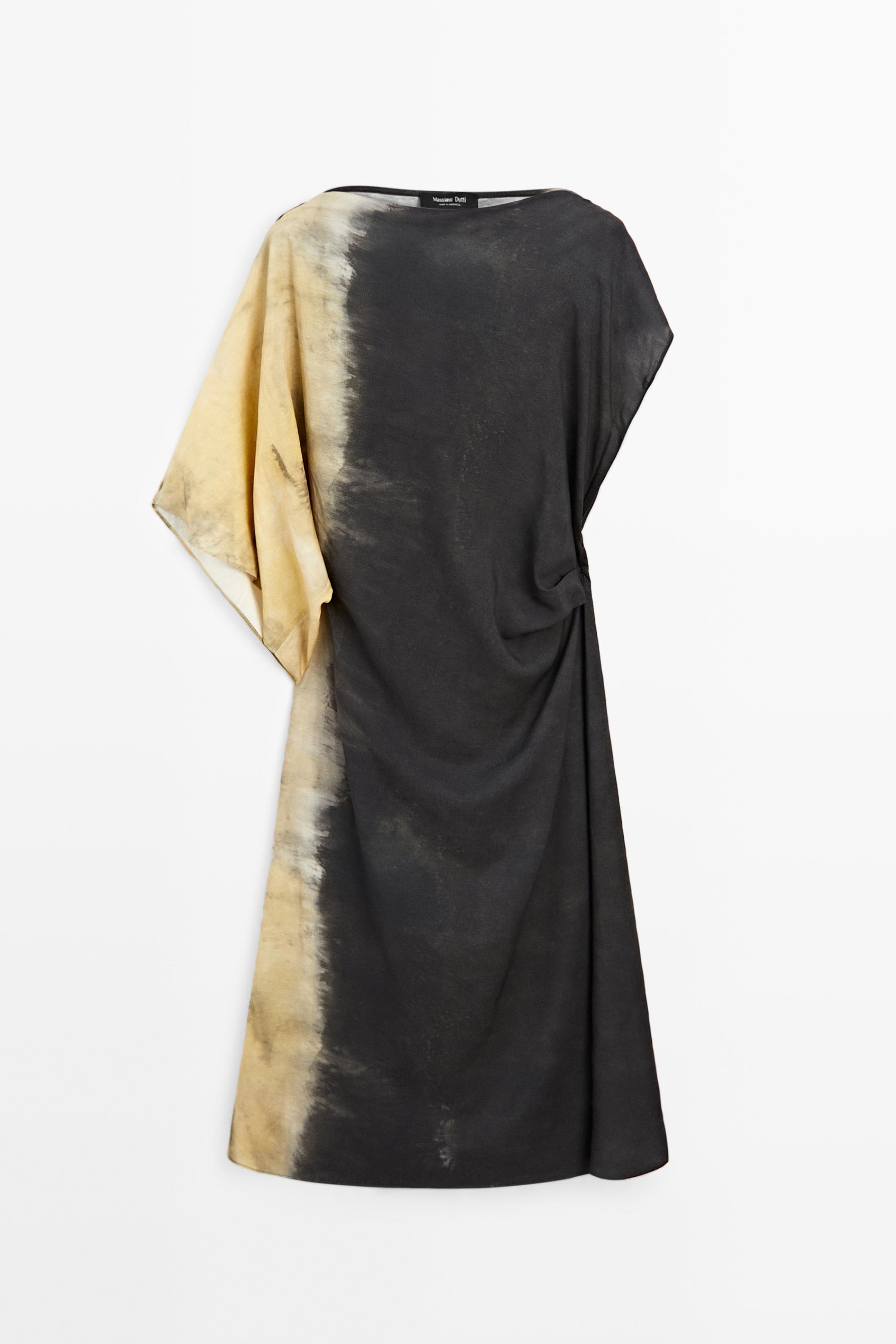 Tie-dye print midi dress Grey Blue Dress | Massimo Dutti Tie-dye print midi dress Grey Blue Dress | Massimo Dutti