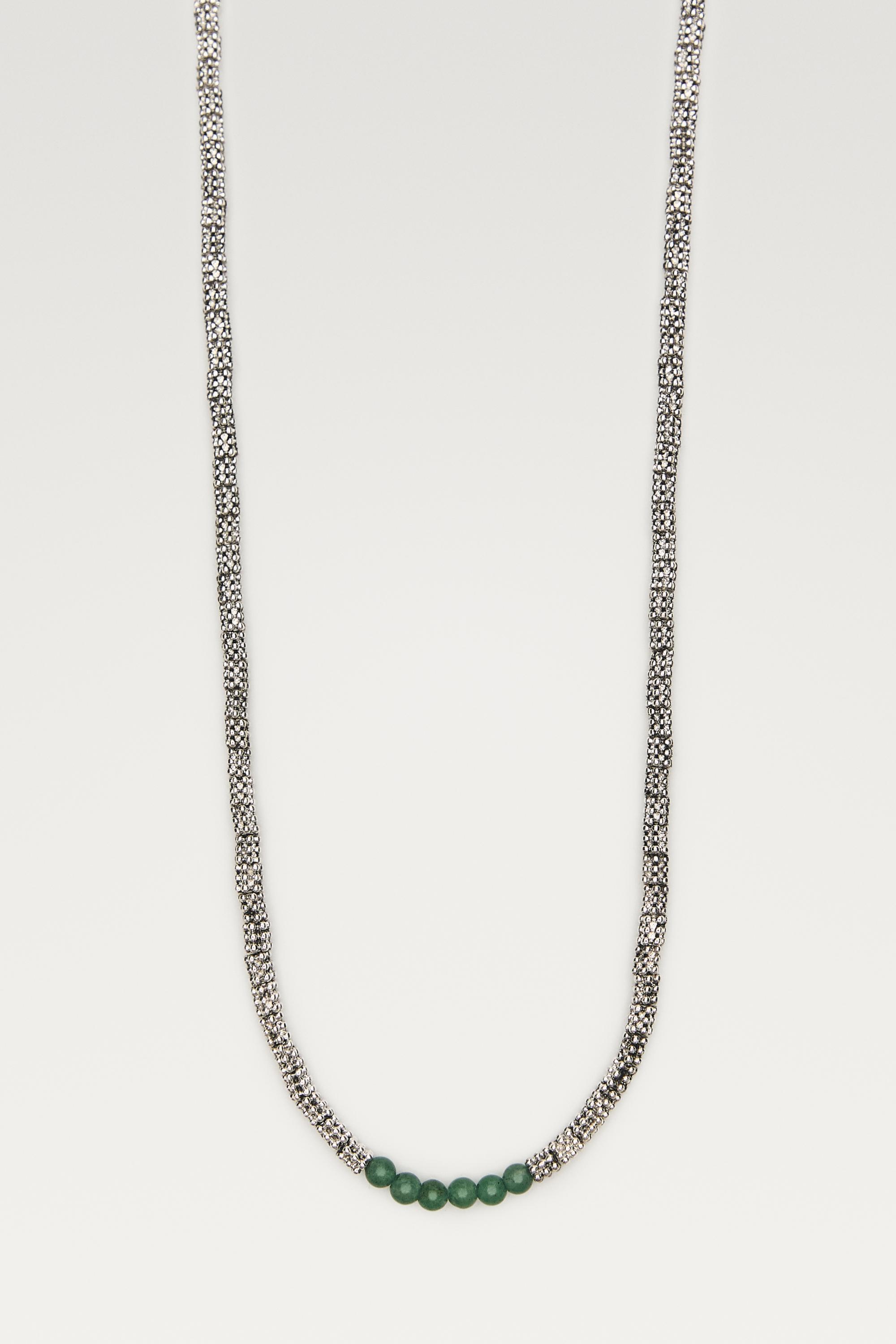 Mixed bead detail necklace — GREEN