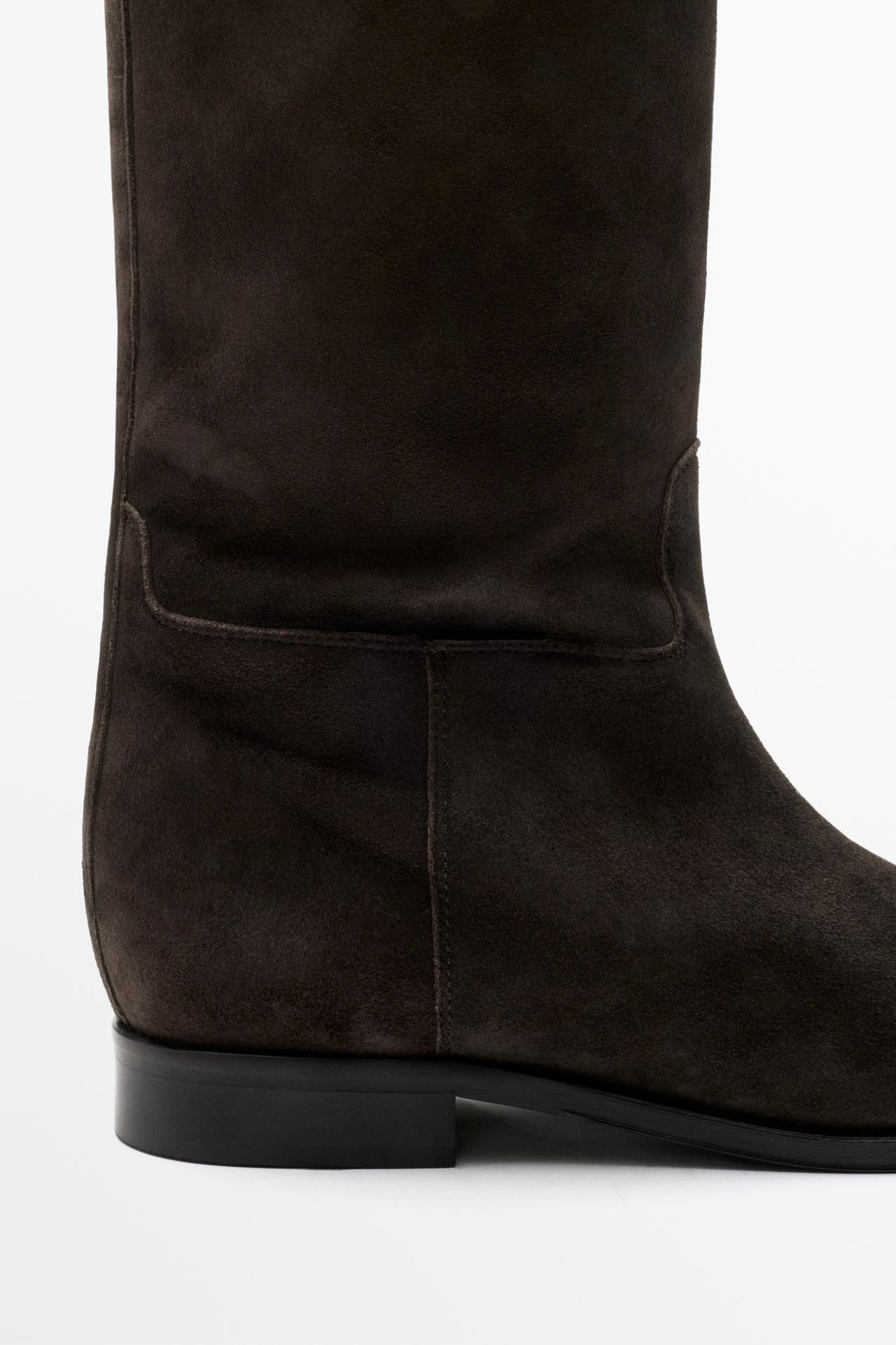 Soft suede flat boots - Made in Spain — BROWN