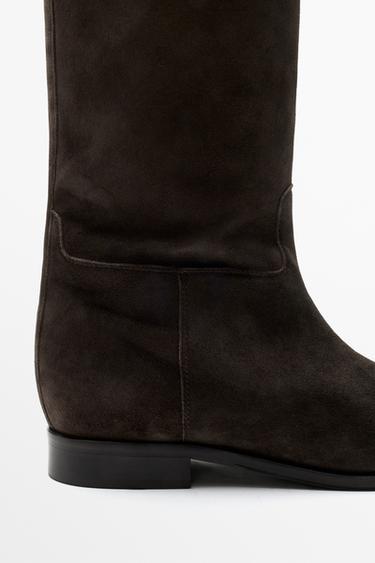 Soft suede flat boots - Made in Spain — BROWN 4