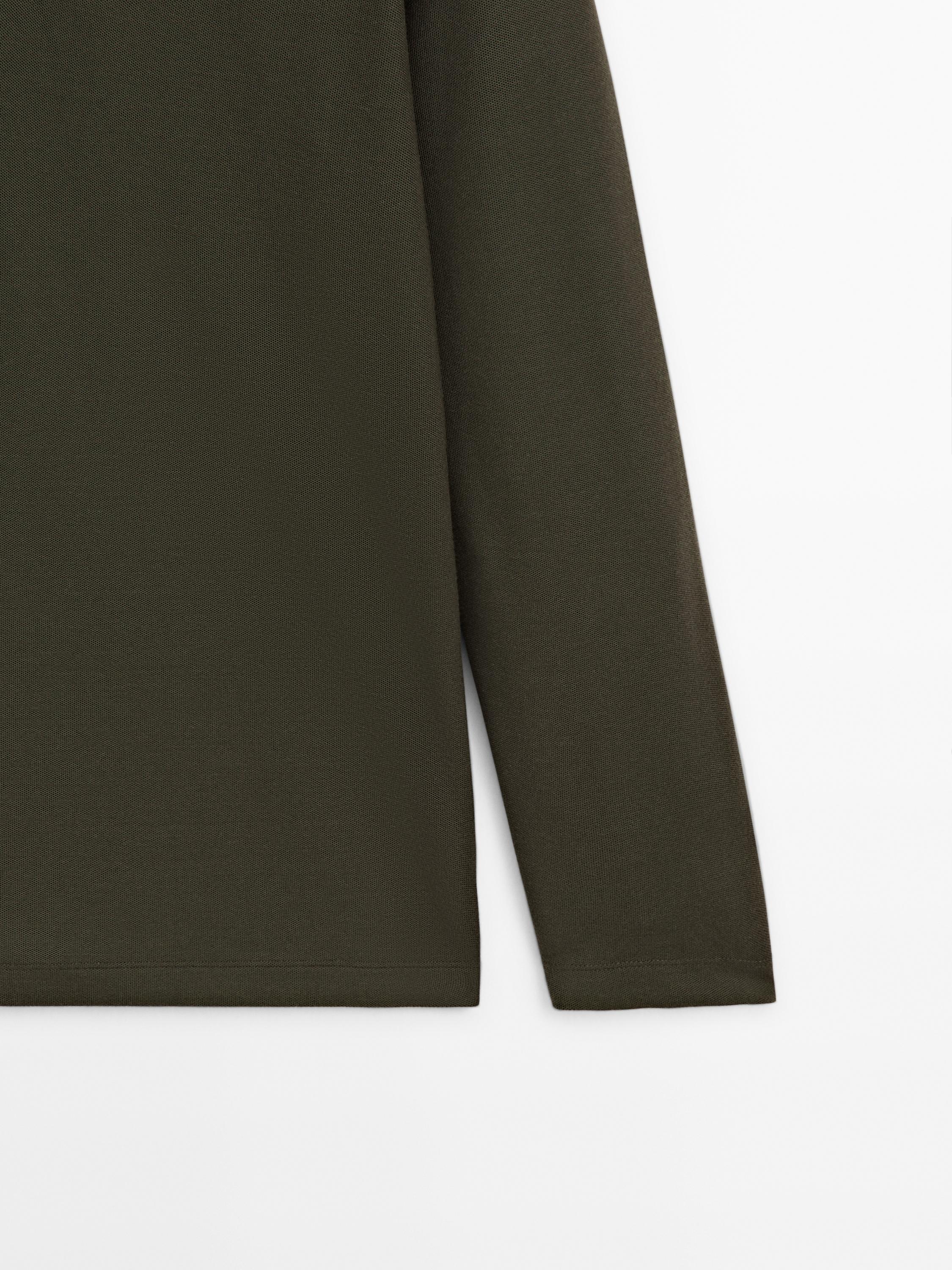 Cotton blend knit polo sweater
