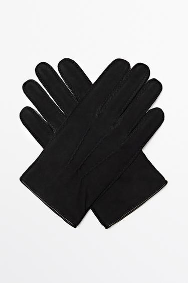 Contrast leather gloves — BLACK 3