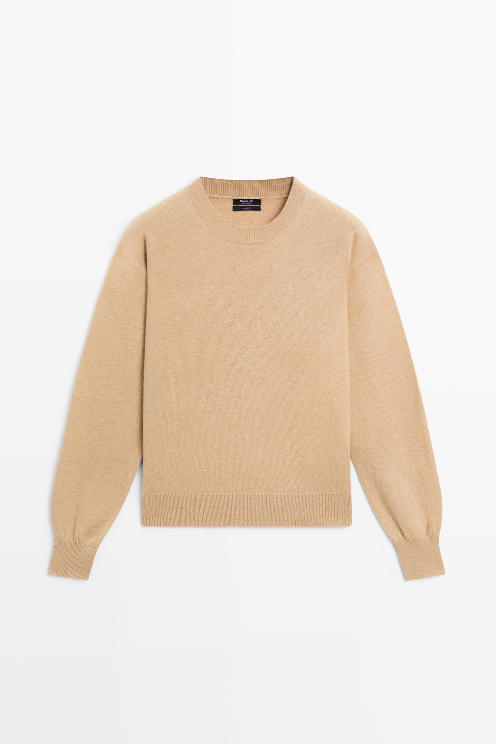 100% cashmere long sleeve sweater — CAMEL (alternate view)